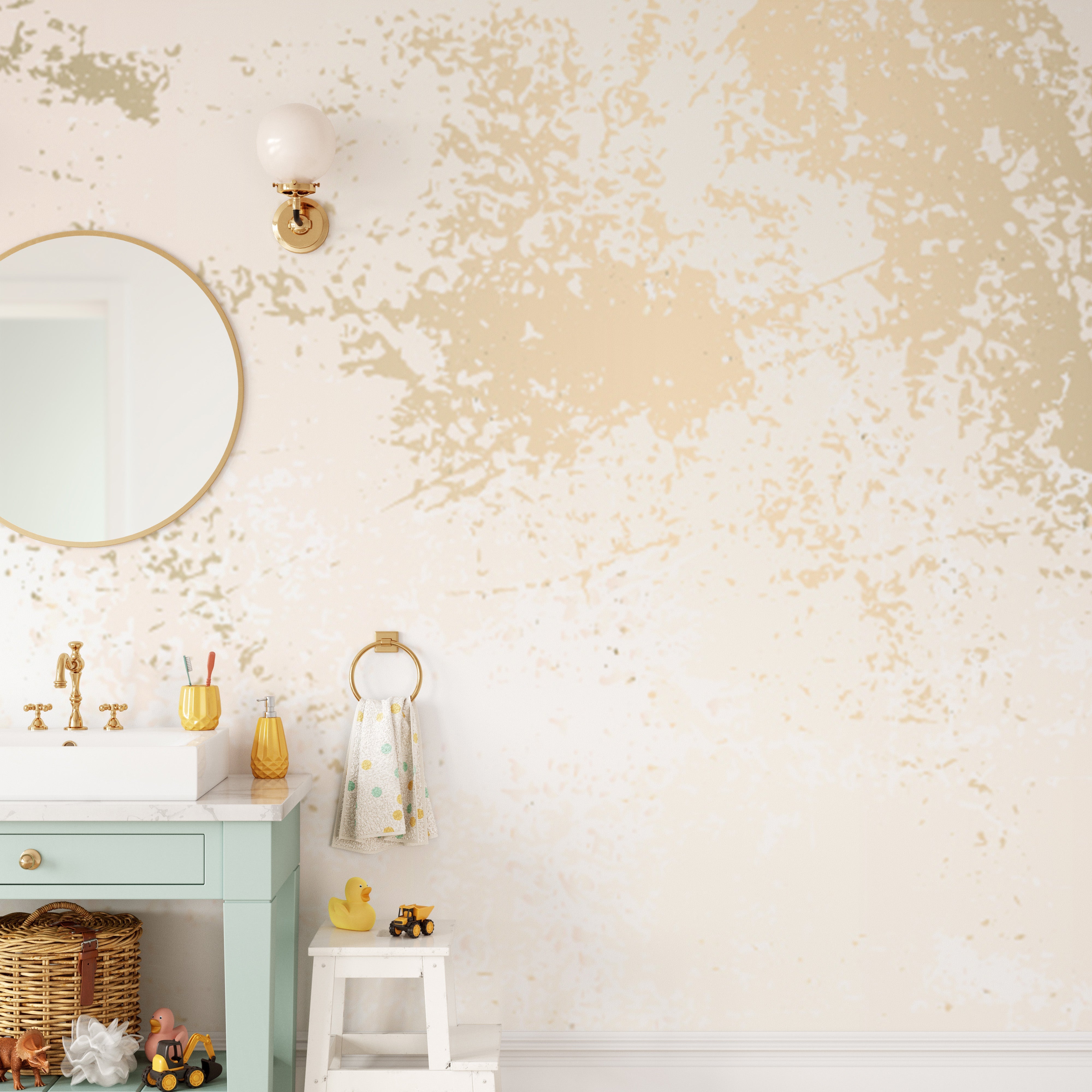 Stunning gold marble wallpaper mural with natural veining.
