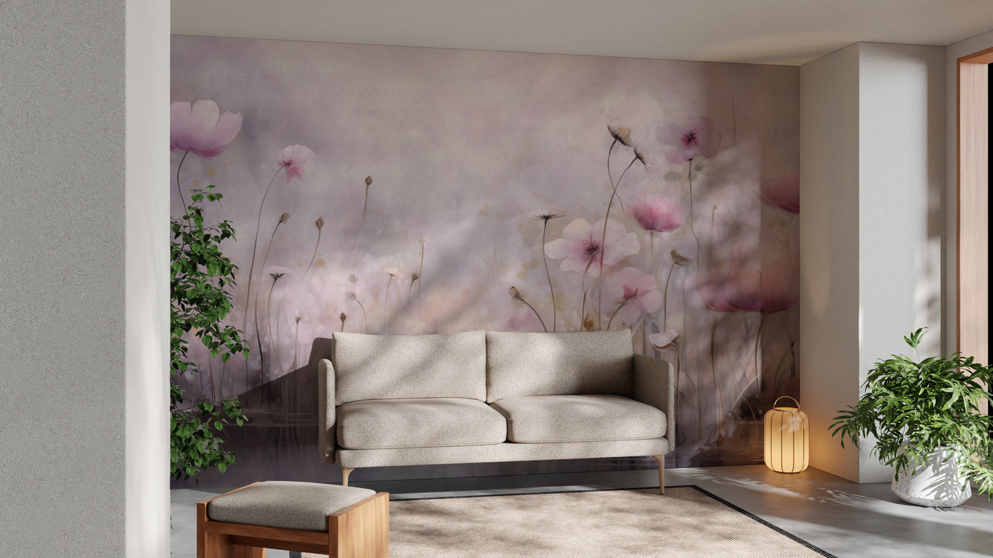 Pink Water Poppies Floral Wallpaper - Giffywalls