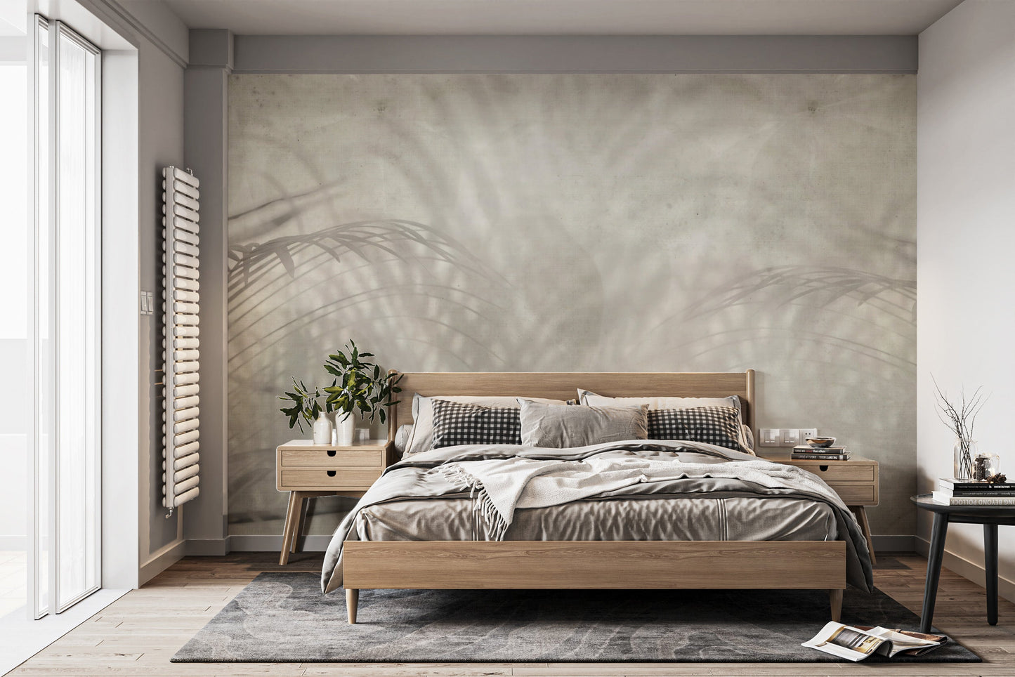 Minimalist Nature's Grace mural with subtle nature-inspired shadows.
