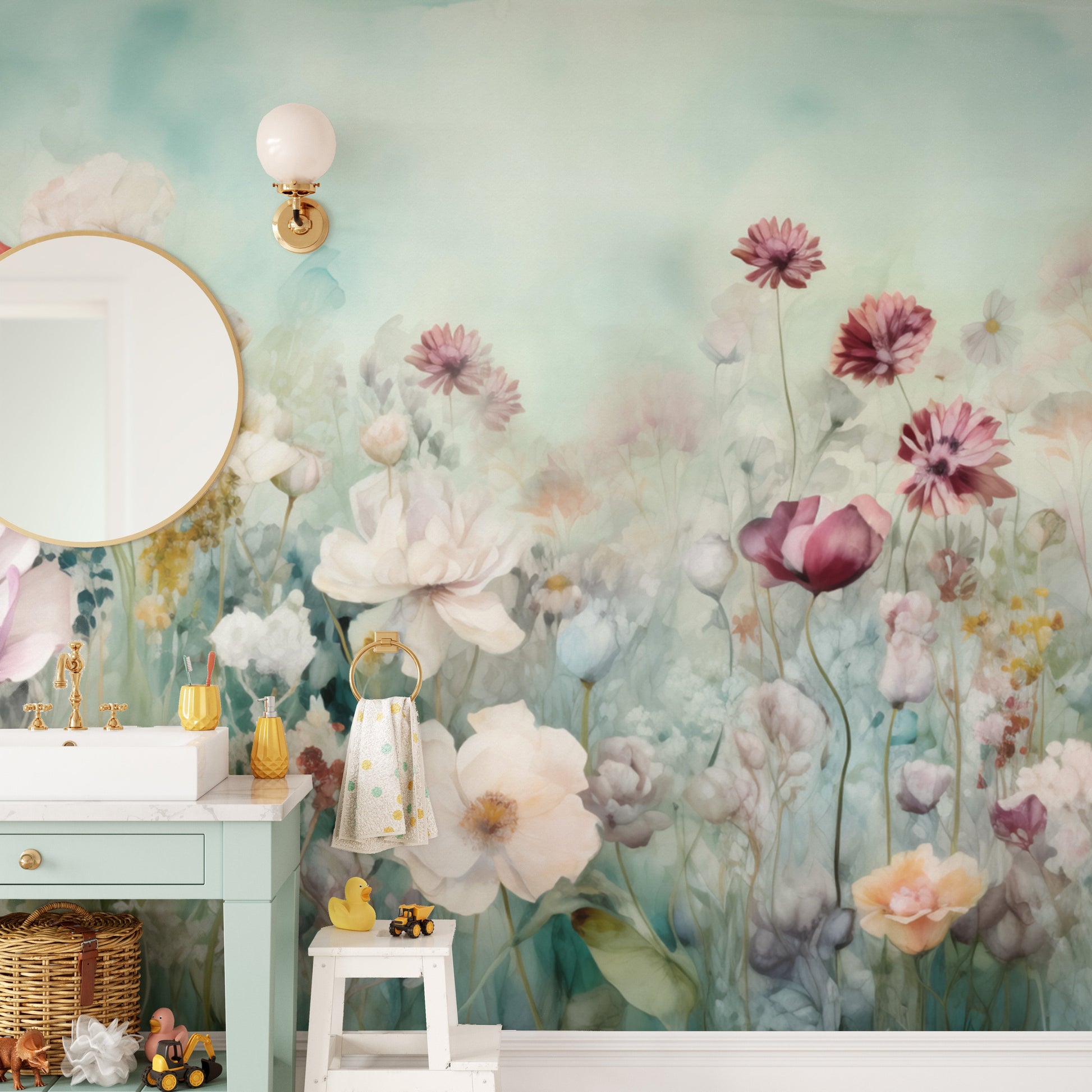 Colorful Pastel Flower Wallpaper Mural - Giffywalls