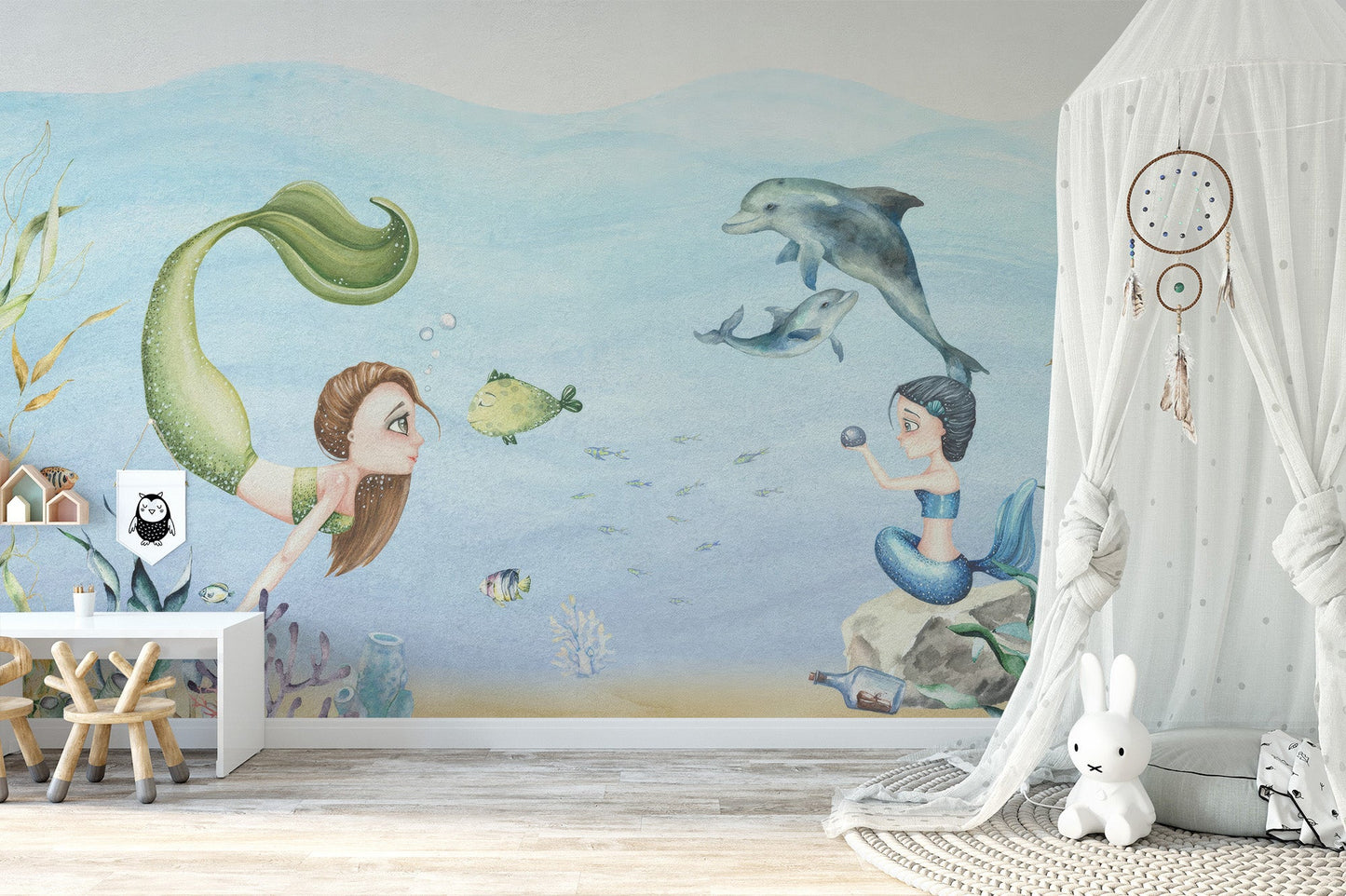 Colourful Mermaids Wallpaper Mural - Giffywalls