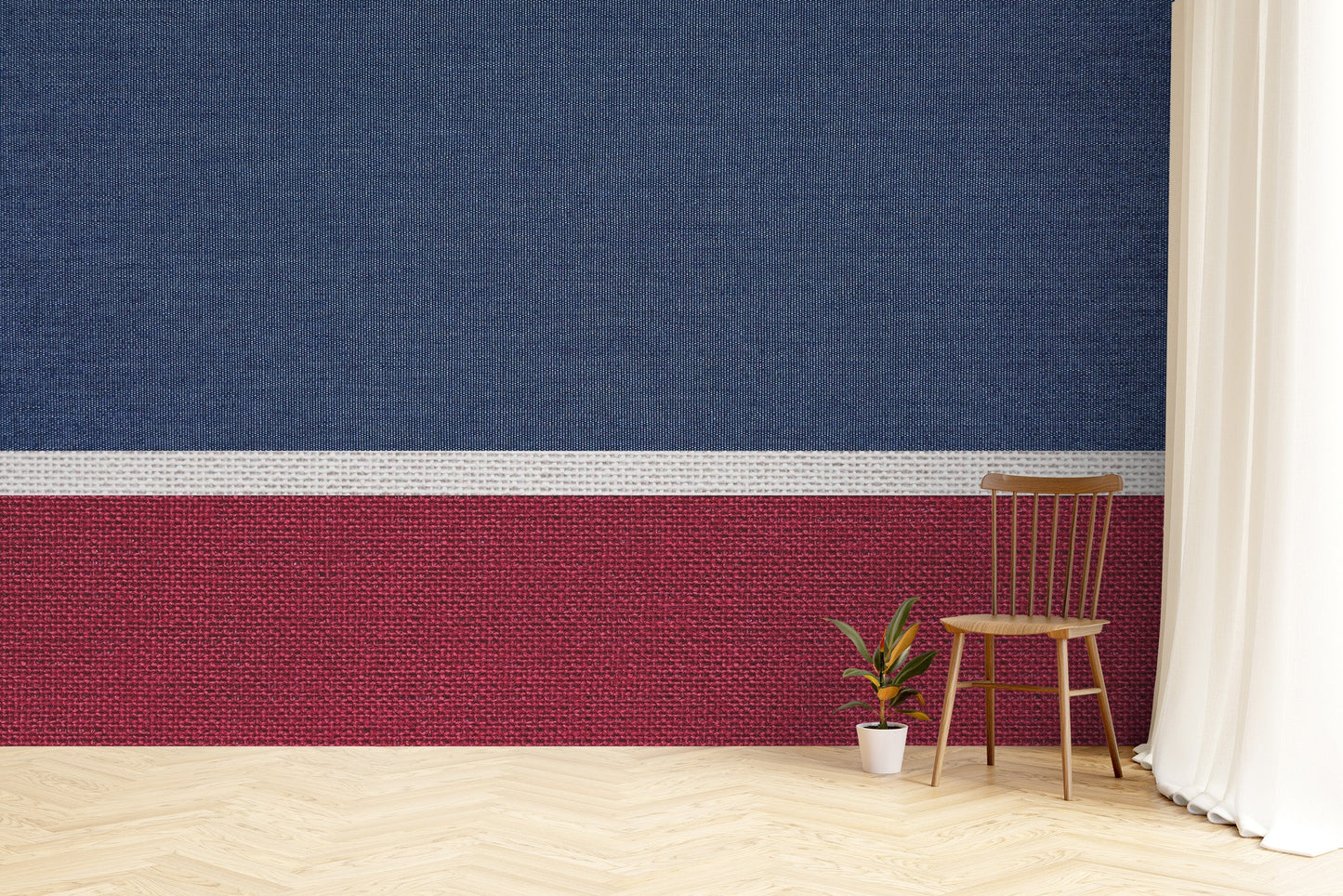 Blue & Red Fabric Texture Wallpaper Mural - Giffywalls