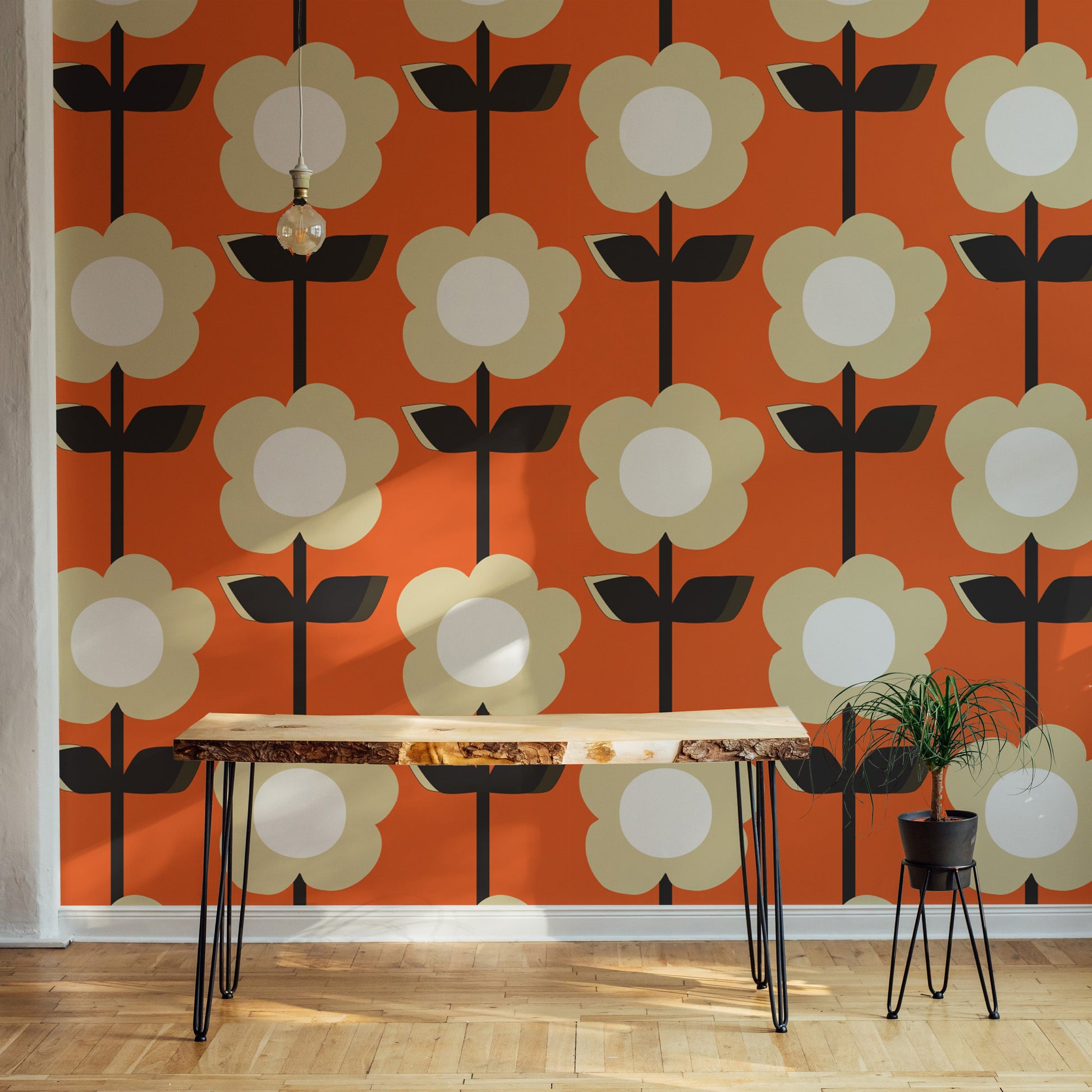 Retro Flower Orange Wallpaper - timeless retro style