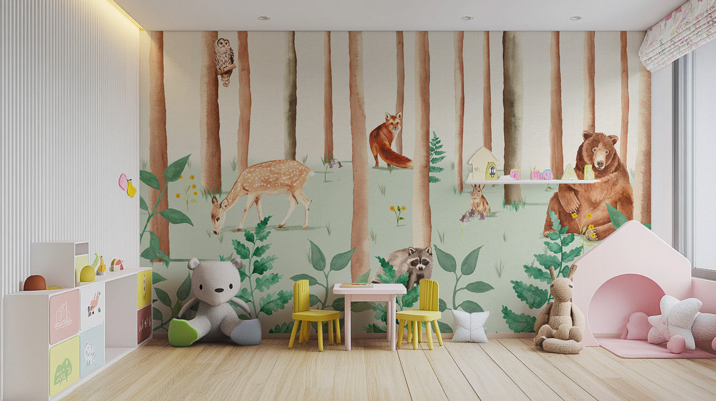 Storybook Wildlife Wall Mural - Giffywalls