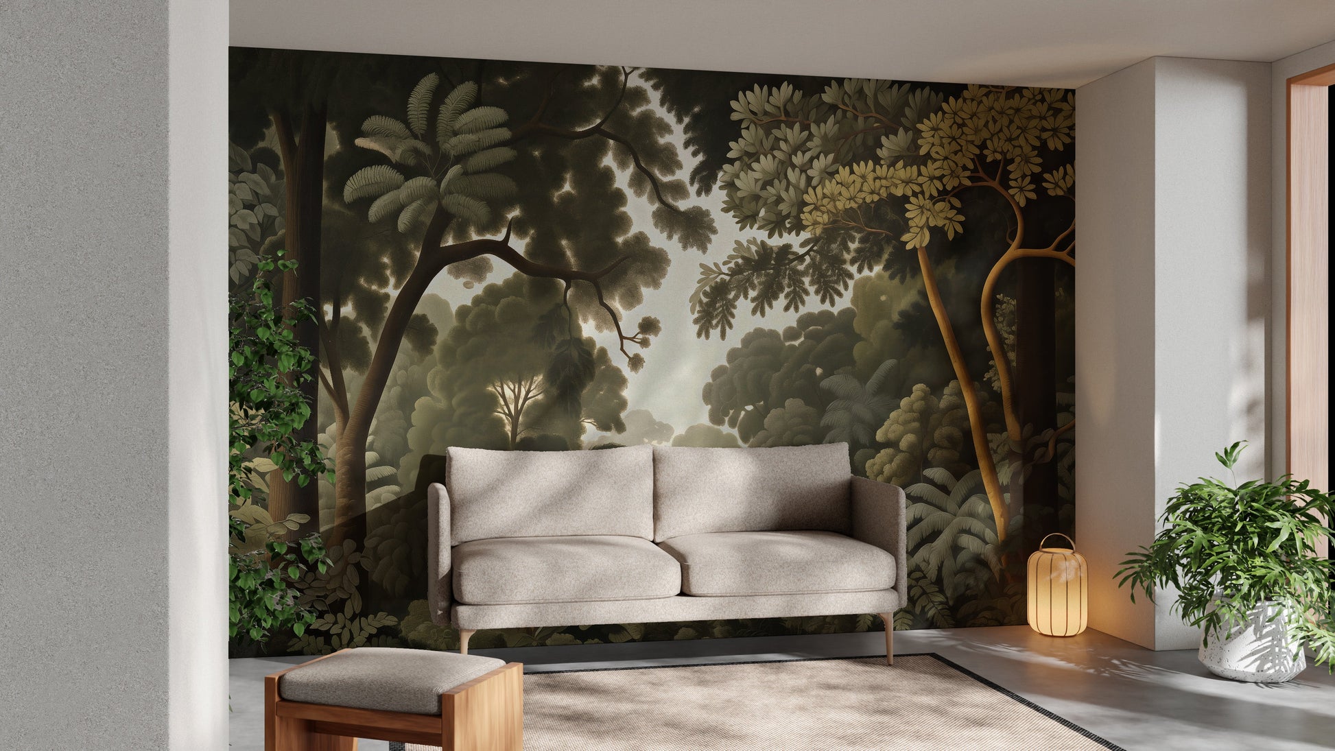 Woodcut Green Nature Botanical Wallpaper - Giffywalls