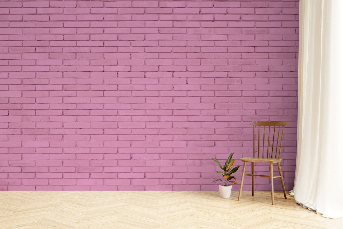 Pink Brick Wallpaper Mural - Giffywalls