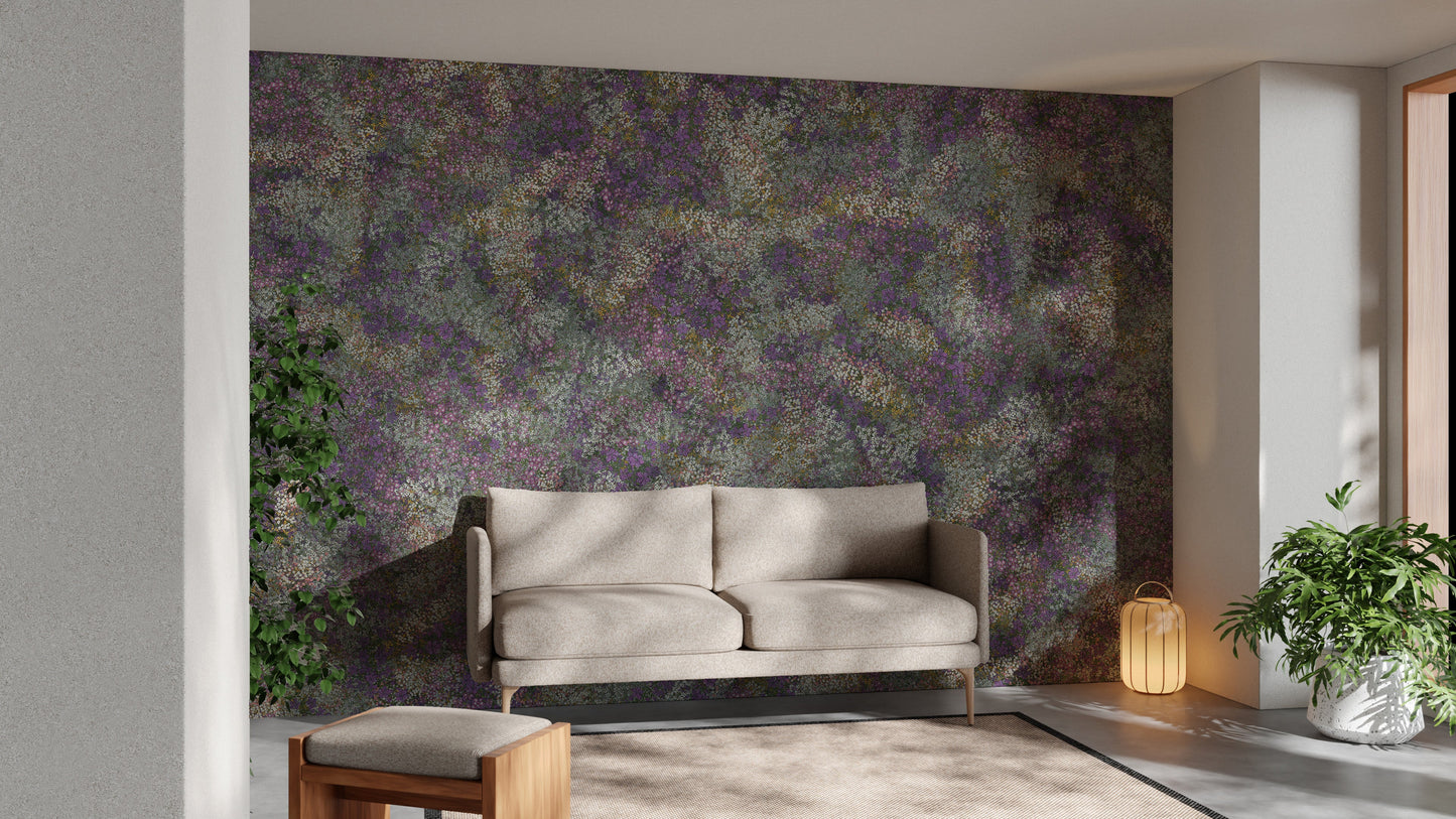 Multicolor embroidered flower wallpaper
