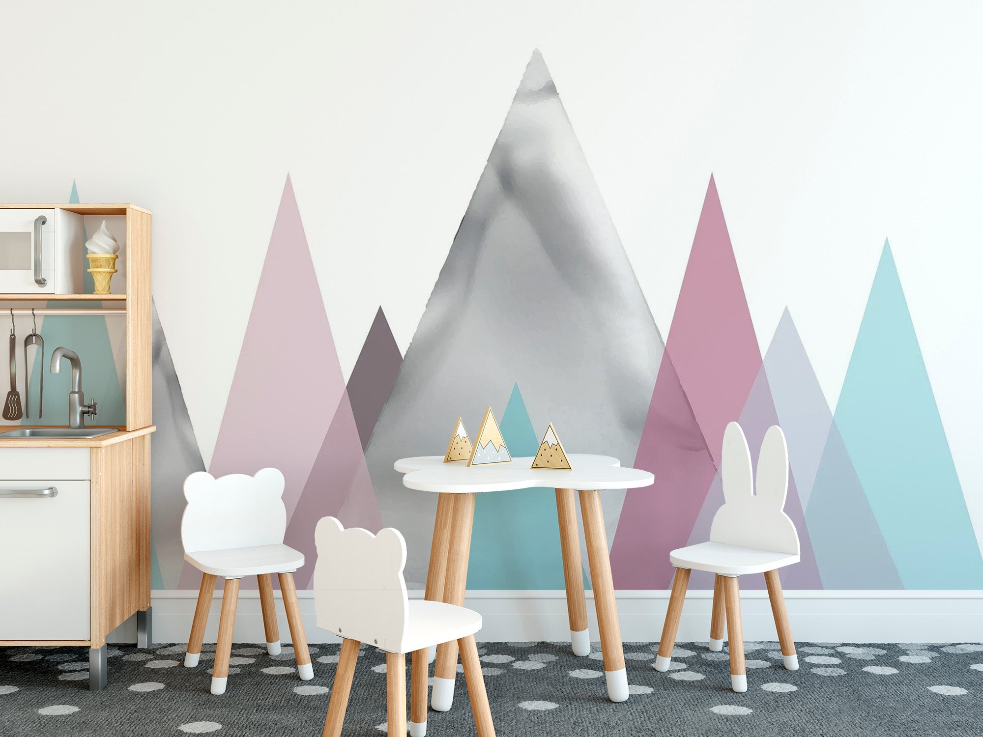 Fun Pastel Mountain Design for Kids Room
