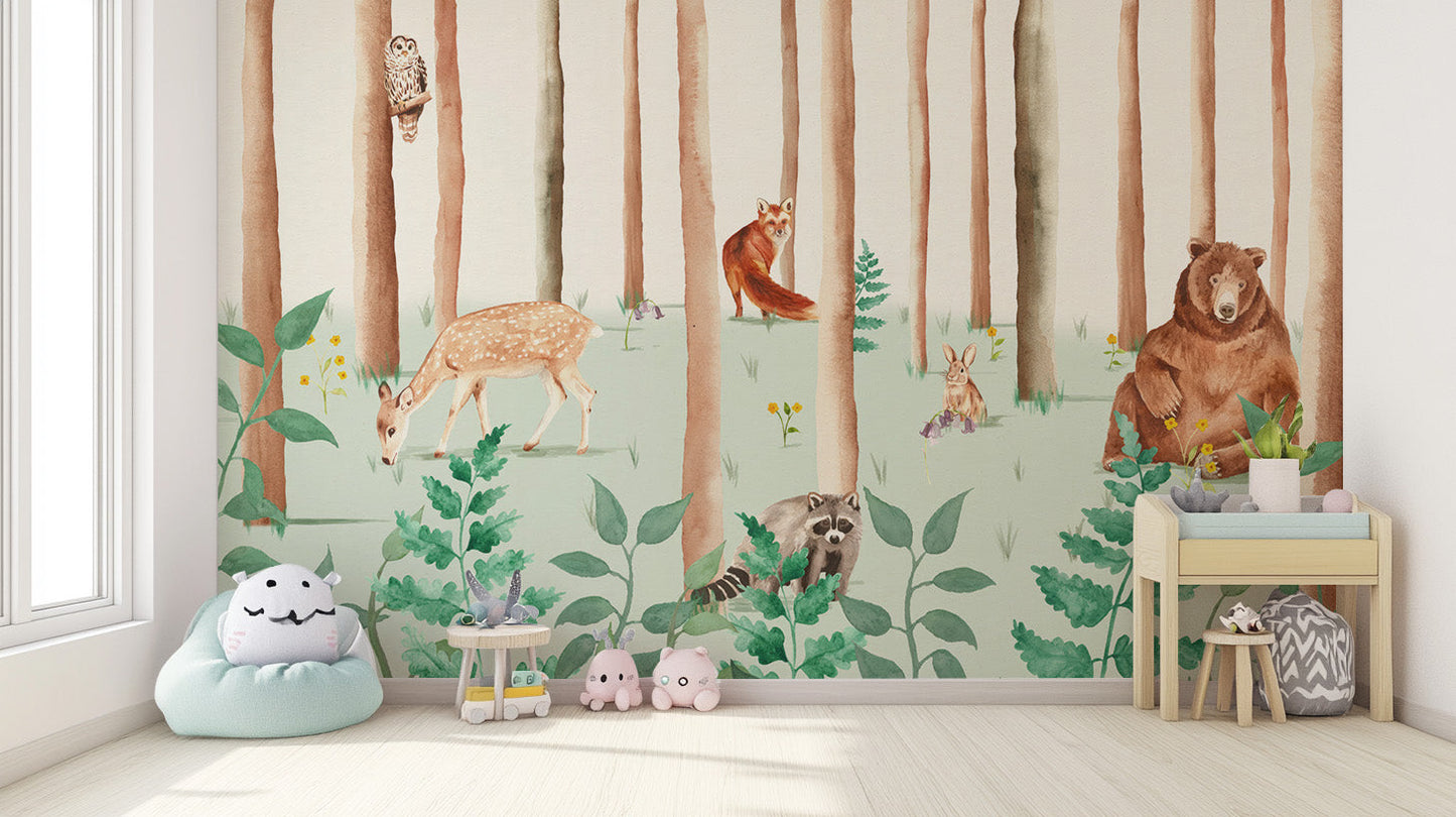 Storybook Wildlife Wall Mural - Giffywalls