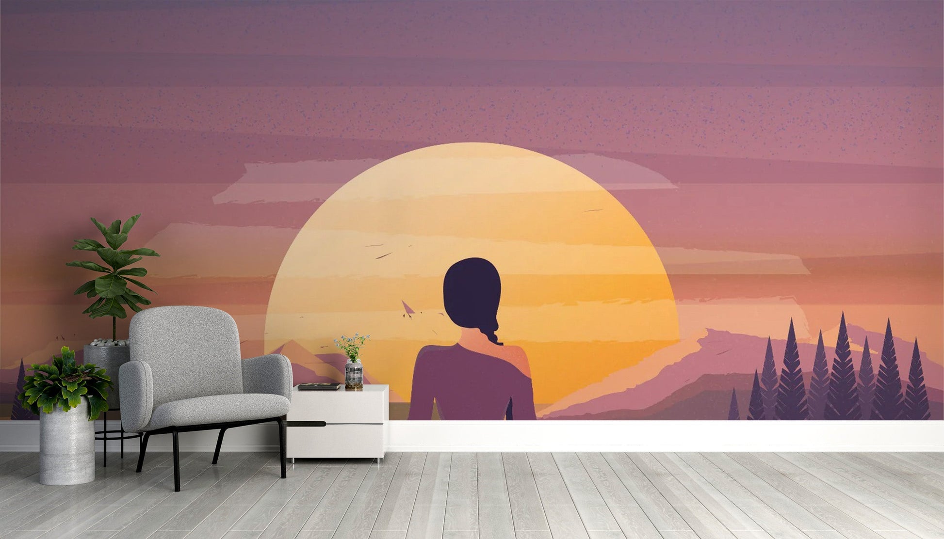 Meditation Sun Motif Wallpaper Mural - Giffywalls