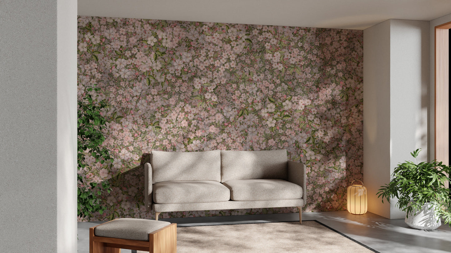 Pink and Green Cherry Blossom Flower Wallpaper Murals - Giffywalls