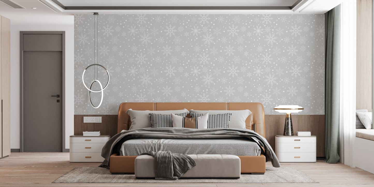 Soft gray snowflake wallpaper for holidays
