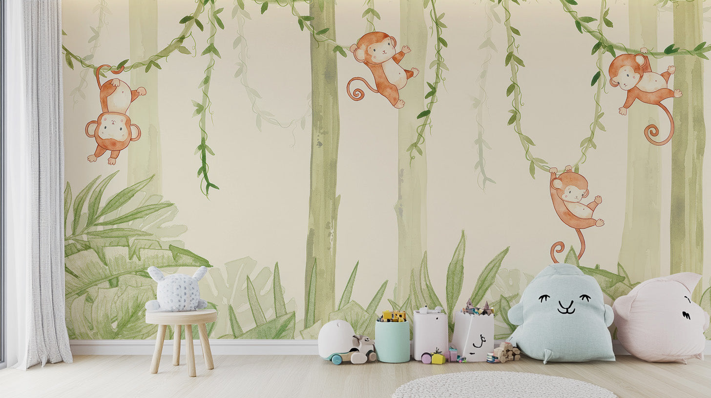 Swinging Monkey Wallpaper Mural - Giffywalls