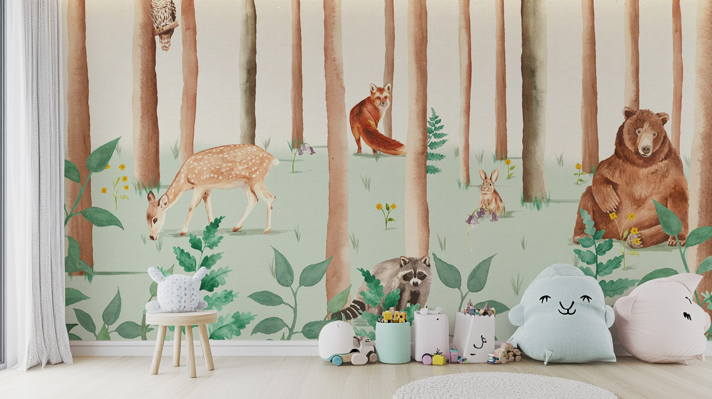 Storybook Wildlife Wall Mural - Giffywalls