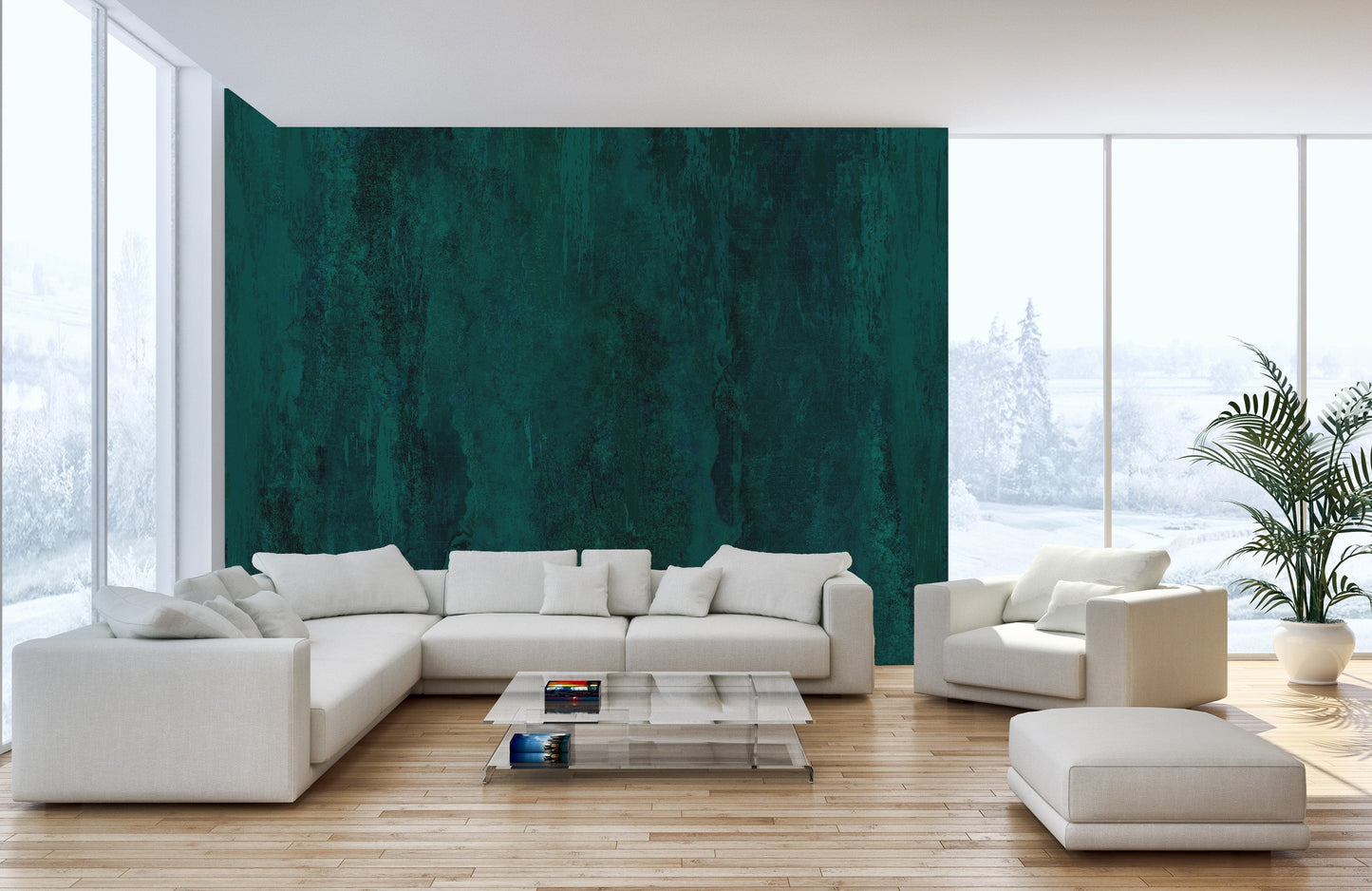 Rich Teal Grunge Wallpaper Mural - Giffywalls