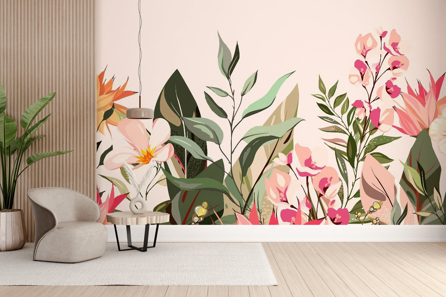 Vibrant floral wallpaper design
