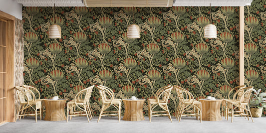 Vintage floral wallpaper with intricate design