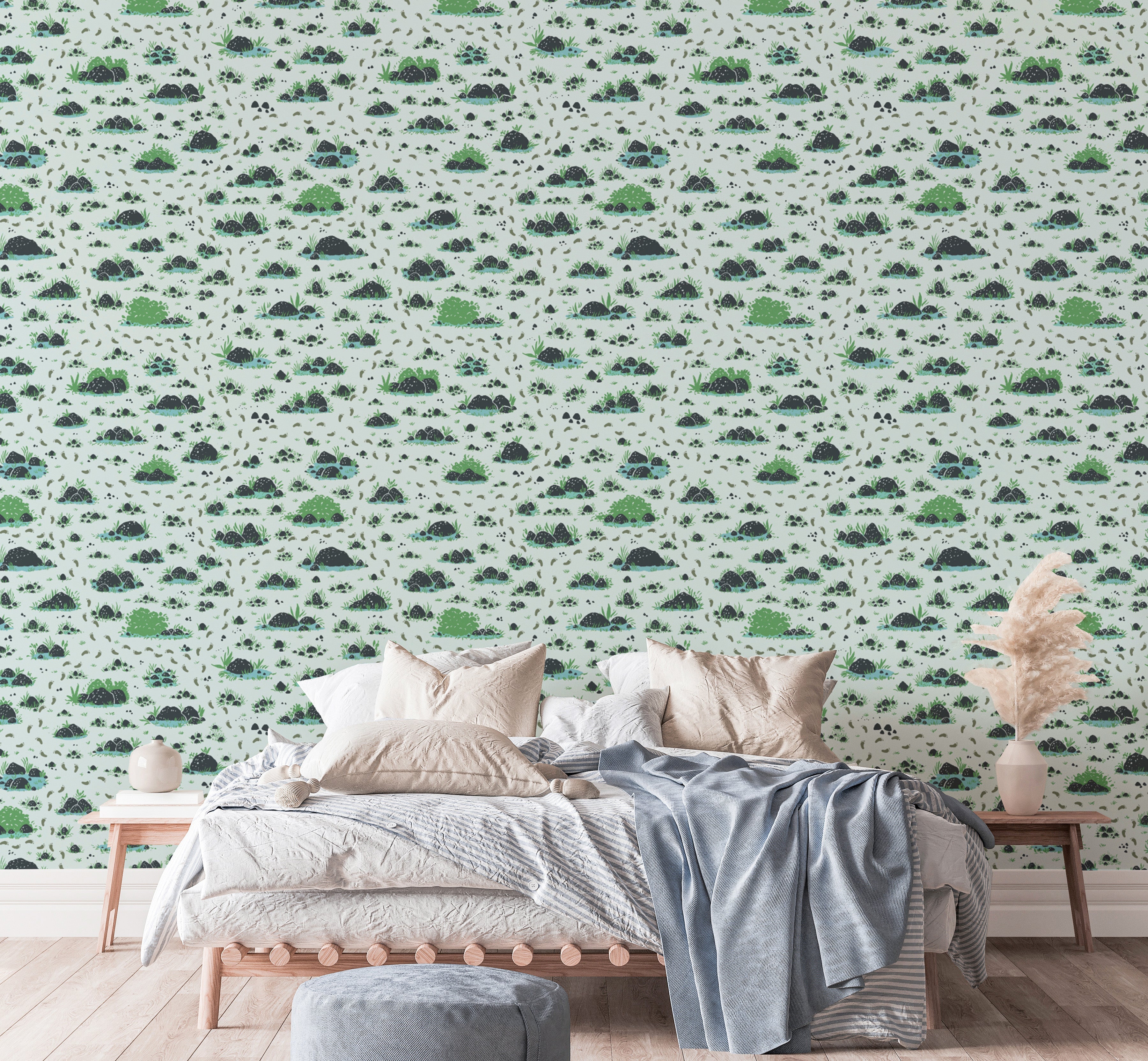 Bushes and Footprints mural wallpaper product