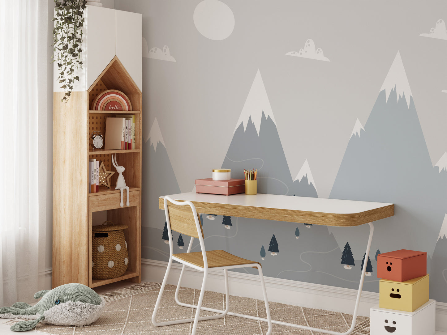 Trendy Scandinavian Mountain Wallpaper Mural - Giffywalls