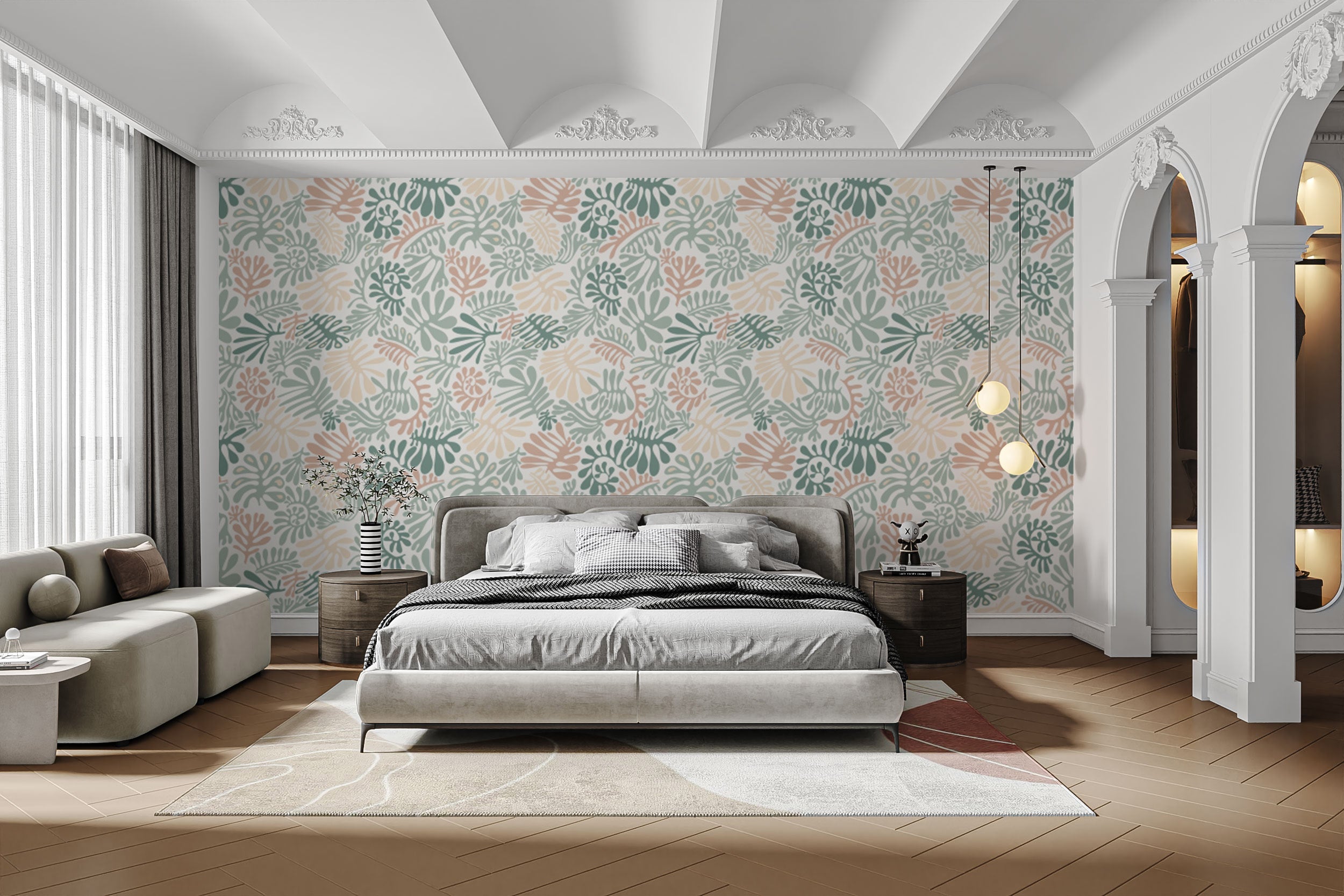 Chic Botanical Elegance wallpaper for serene spaces