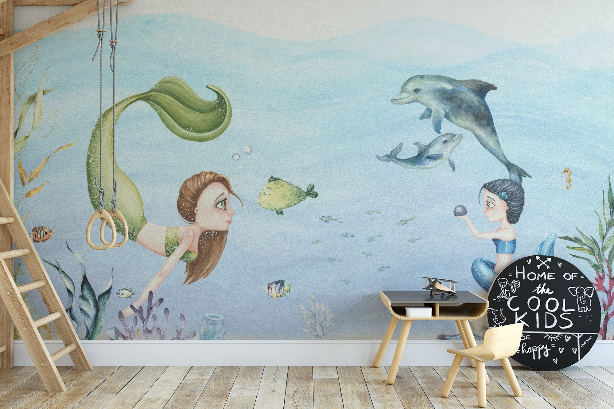 Colourful Mermaids Wallpaper Mural - Giffywalls