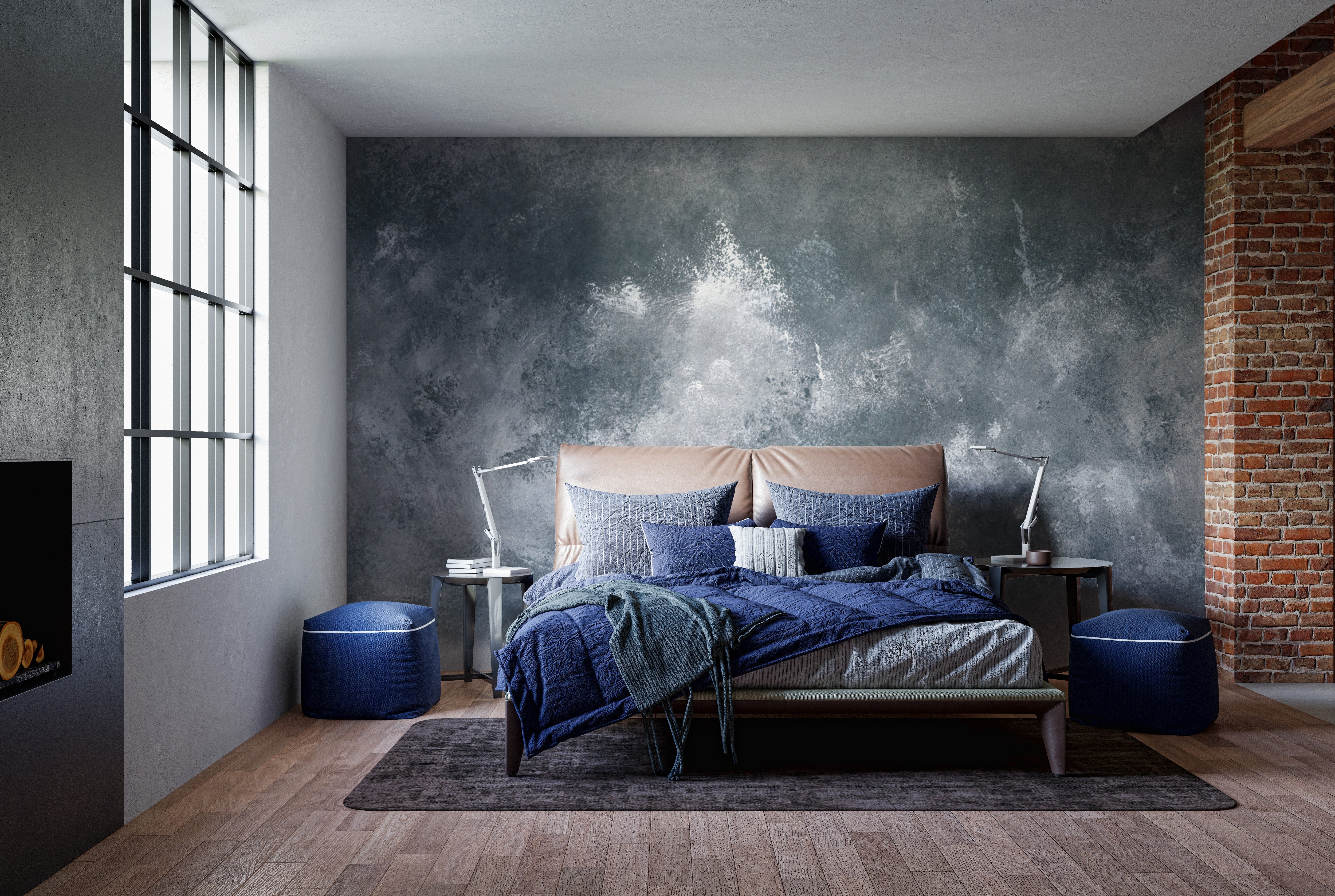 Abstract grey grunge mural for a sophisticated wall upgrade.
