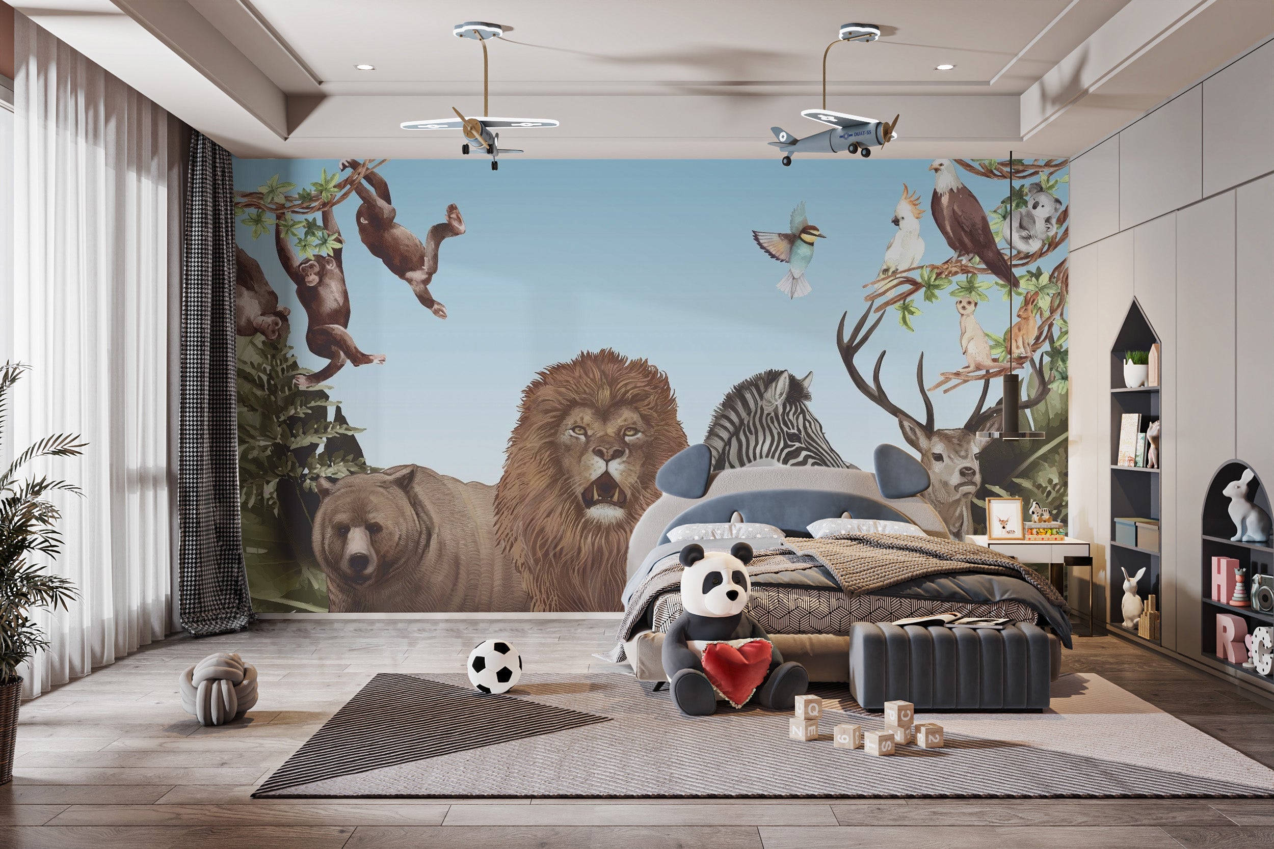 Adventure-filled Jungle Safari Wallpaper Mural for rooms
