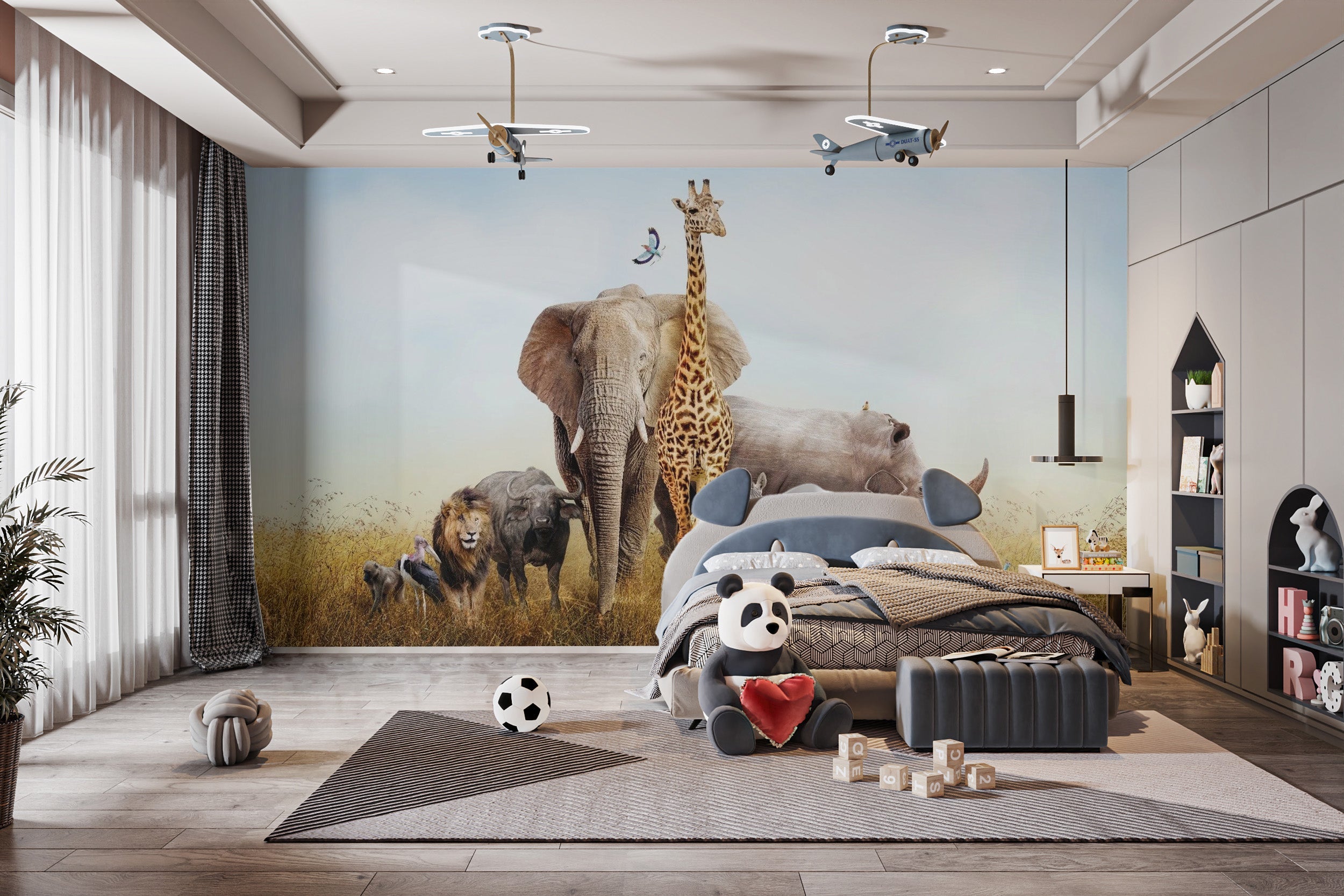 African Animals Safari Kids Room Wallpaper for creative rooms