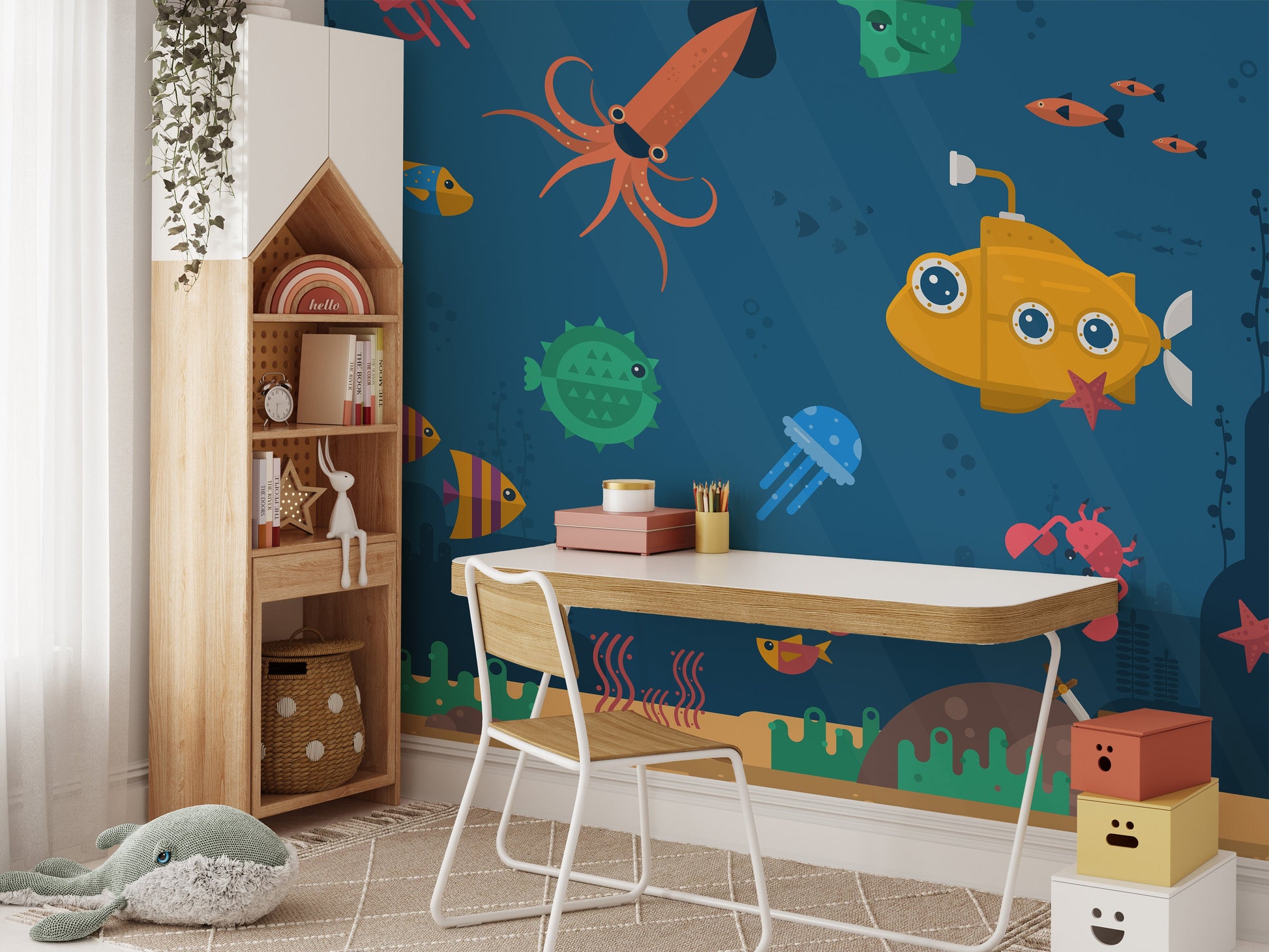 Sea Fishes & Submarine Wallpaper Murals - Giffywalls