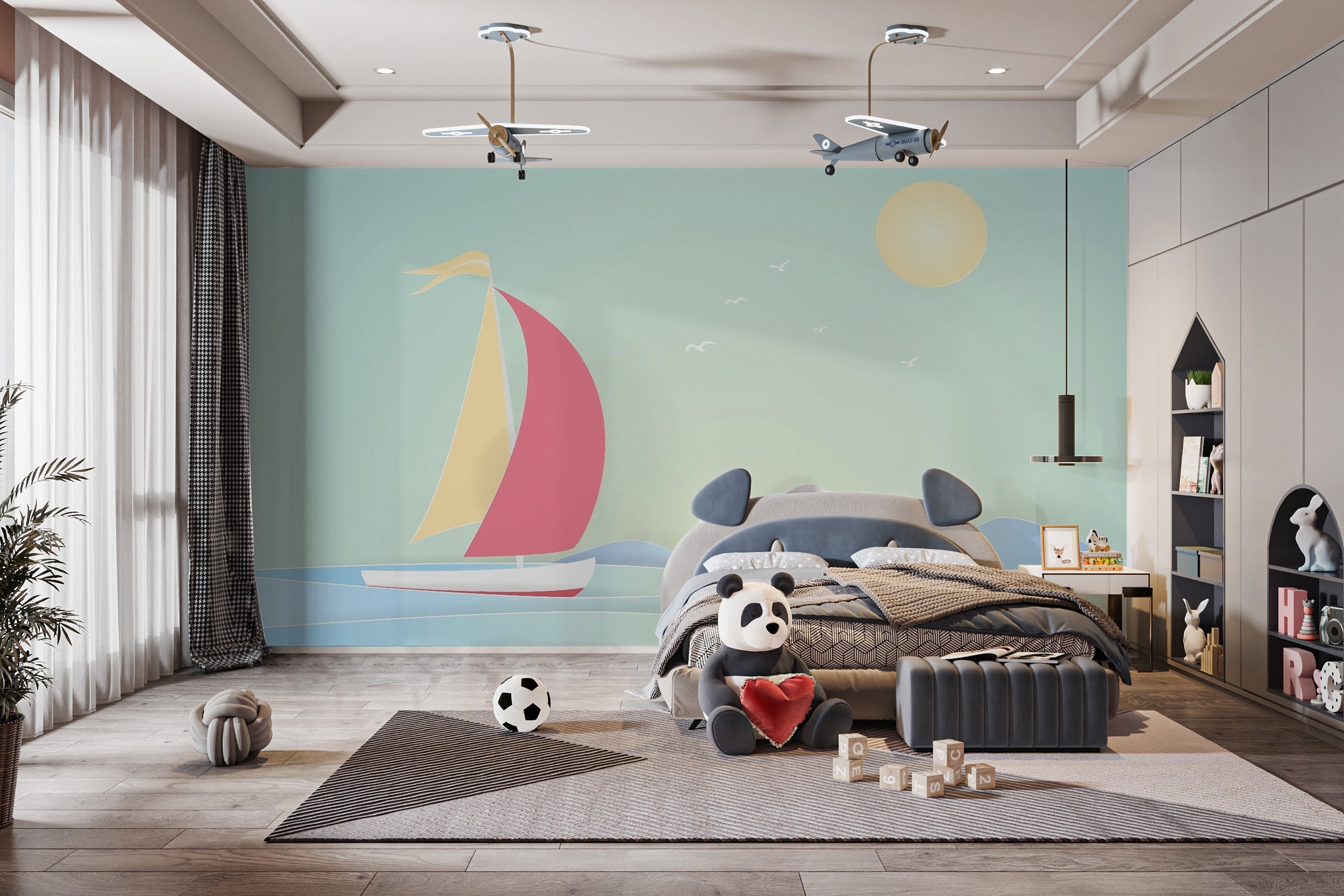 Summer Boat Sailing Wallpaper Mural - Giffywalls