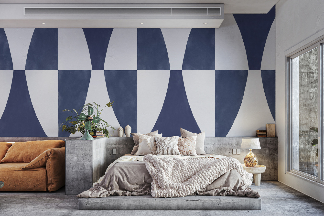 Abstract Navy Wall Design Geometric Wallpaper
