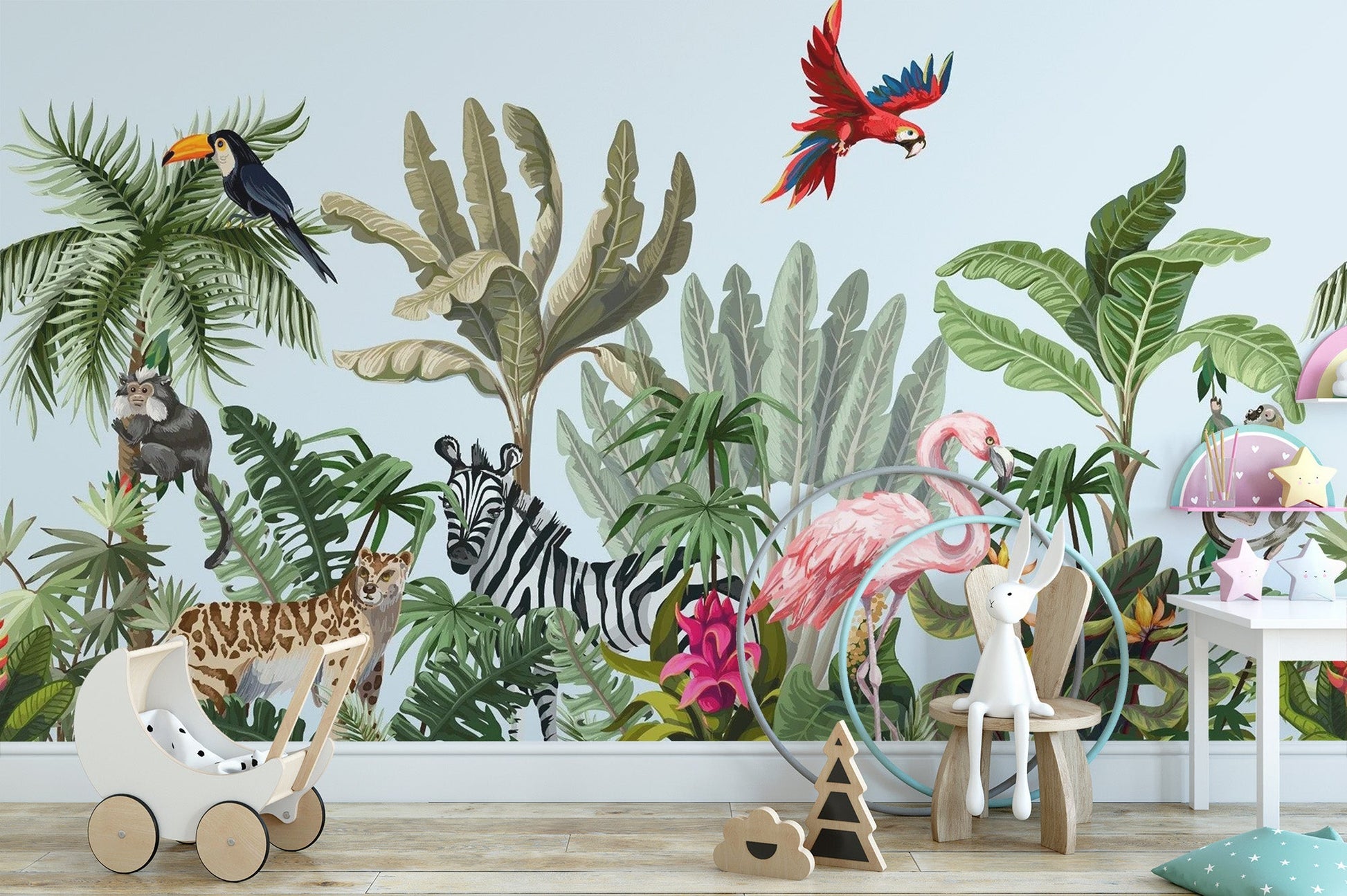 Tropical Animals & Birds Wallpaper Mural - Giffywalls