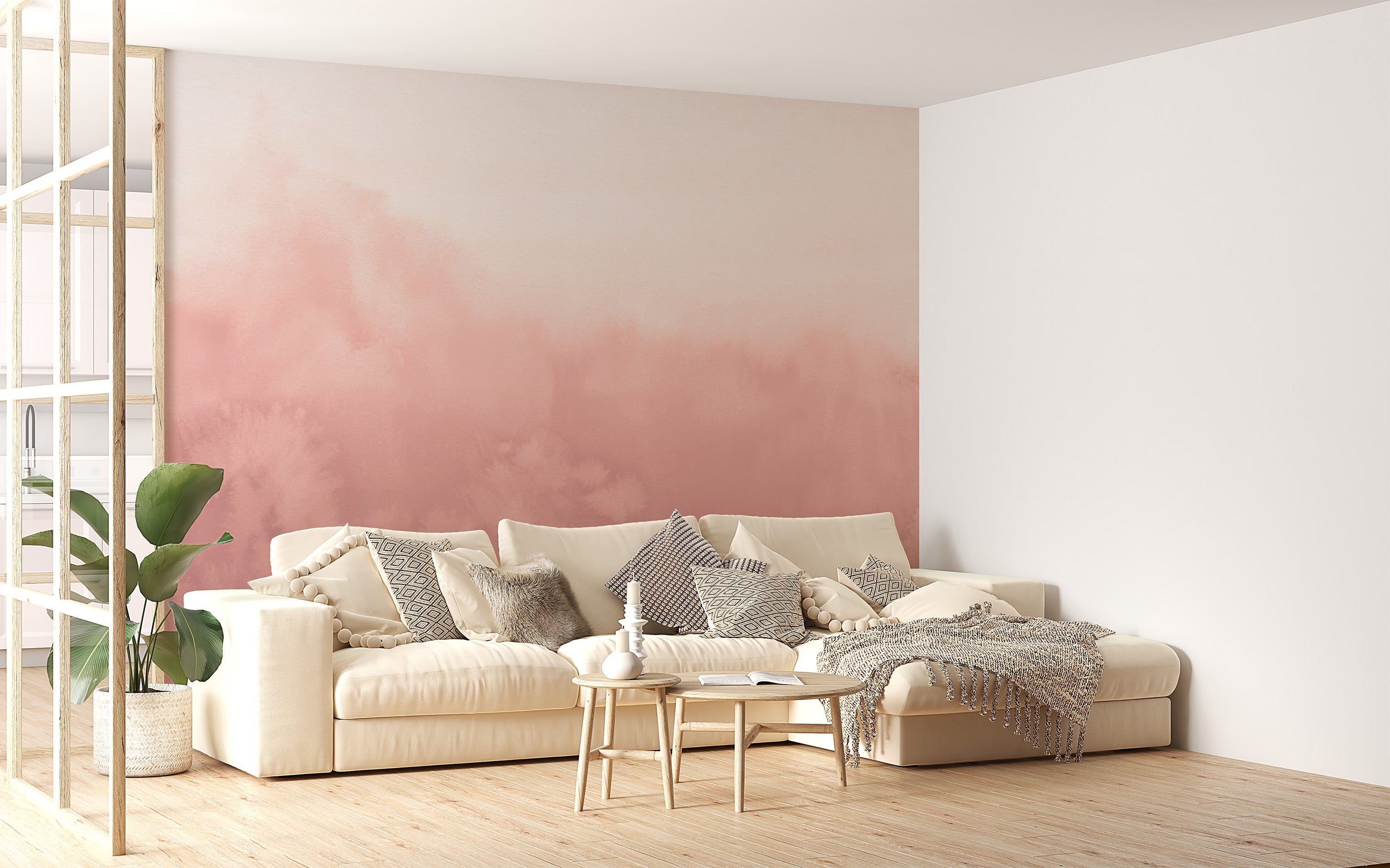 Pink Watercolor Ombre Wallpaper Mural