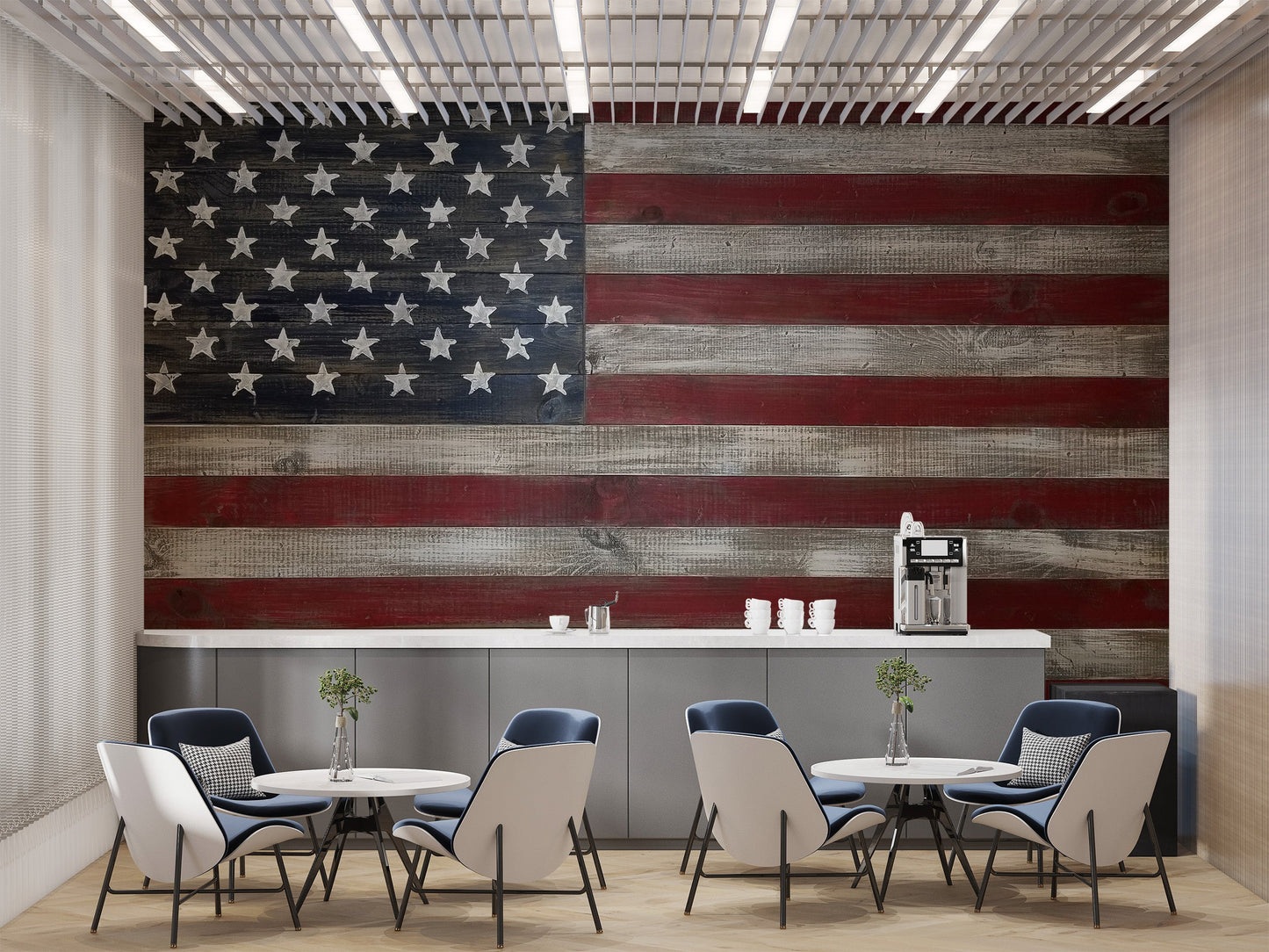 American Flag Wooden Wall Mural - Giffywalls