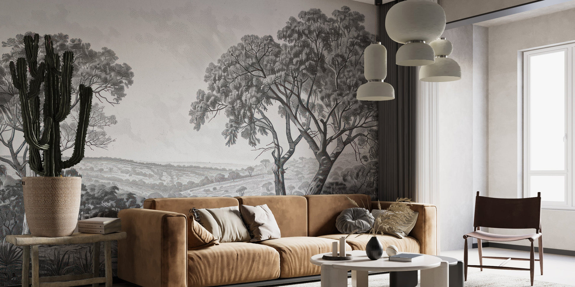 Black & White Fog Covering Trees Forest Wallpaper Mural - Giffywalls