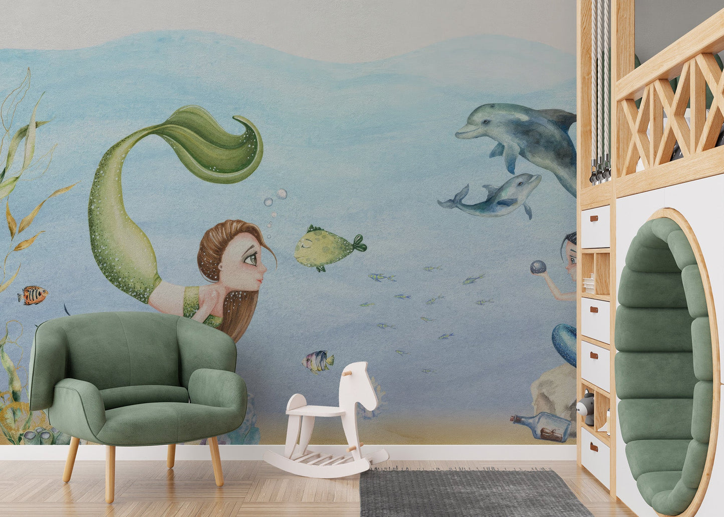 Colourful Mermaids Wallpaper Mural - Giffywalls