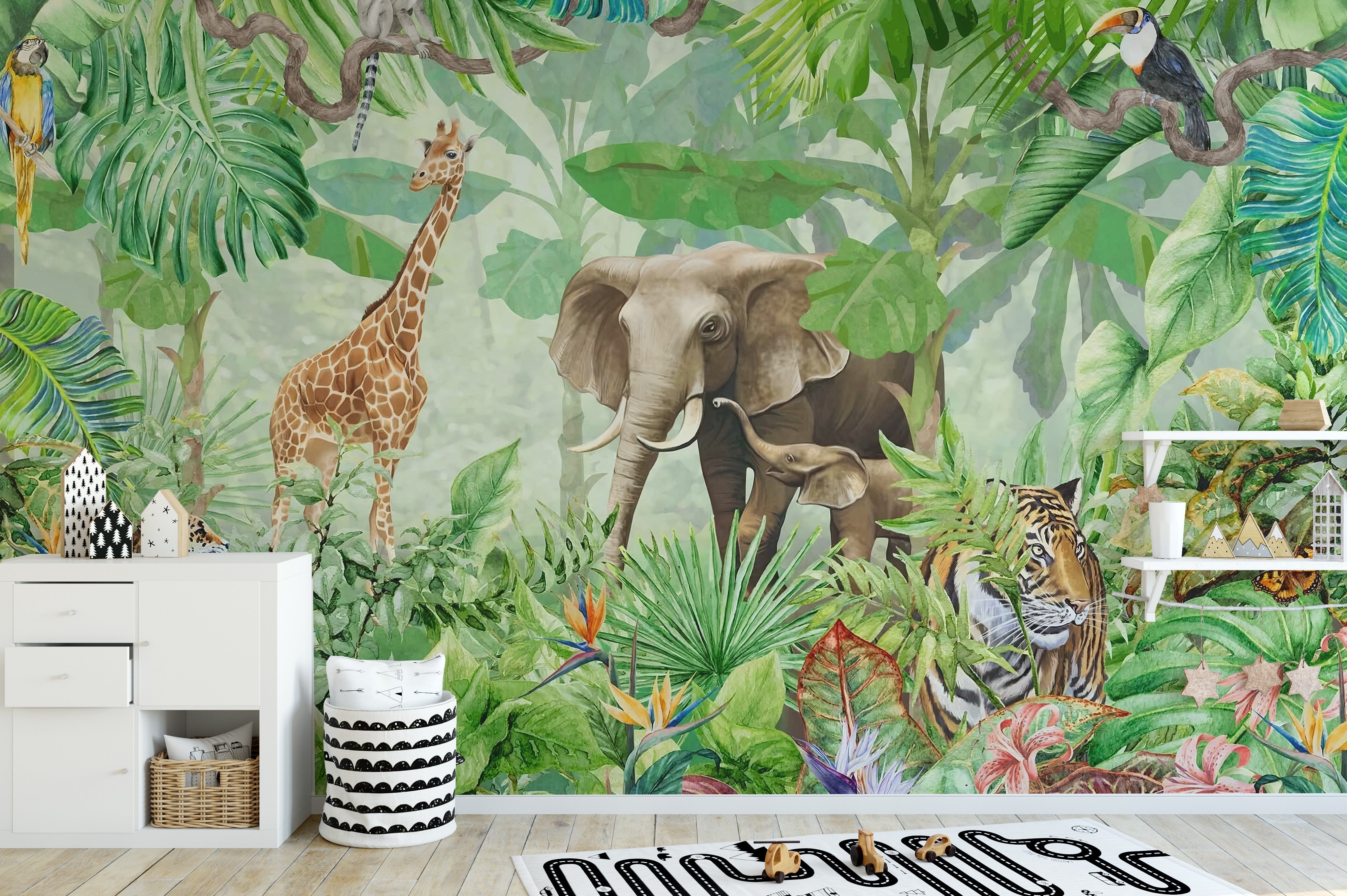 Wildlife Forest Green Color Wallpaper Murals - Giffywalls