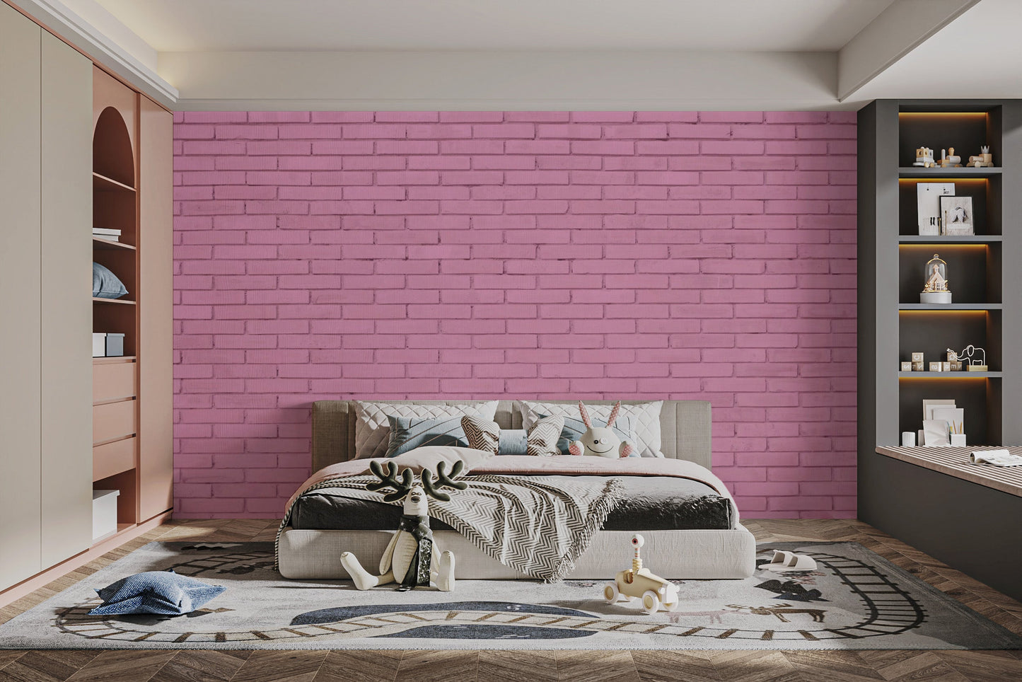 Pink Brick Wallpaper Mural - Giffywalls