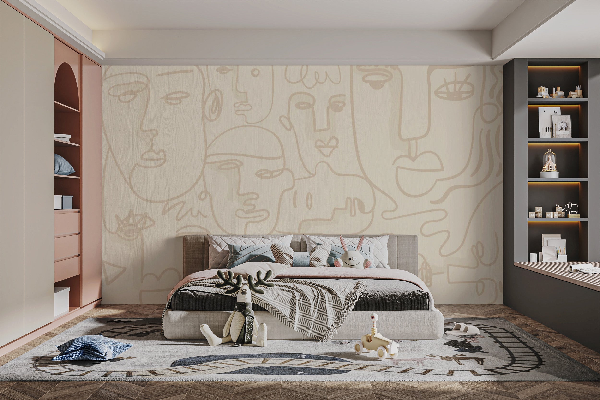 Human Face Line Wallpaper Mural - Giffywalls