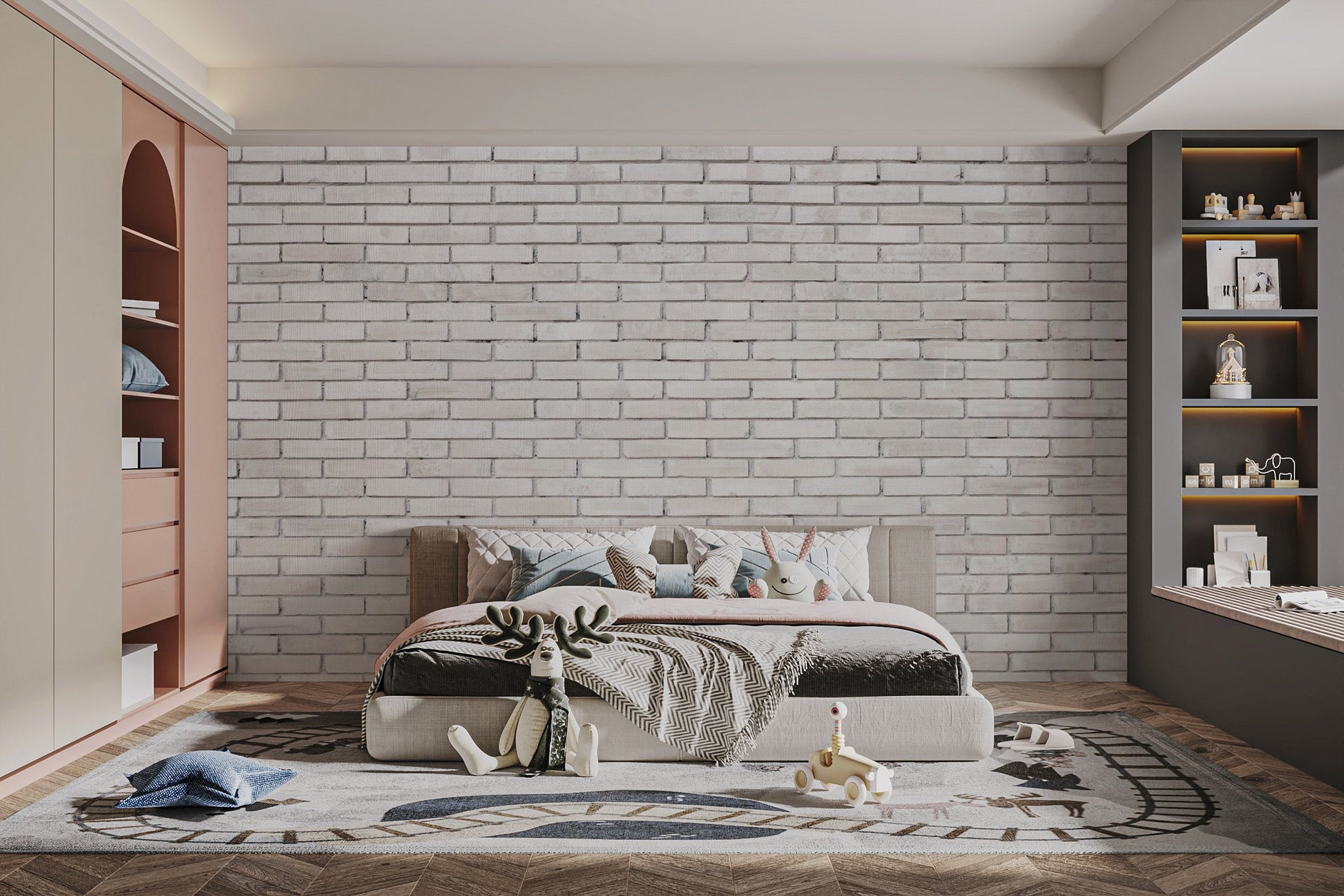 White Concrete Industrial Brick Wallpaper - Giffywalls