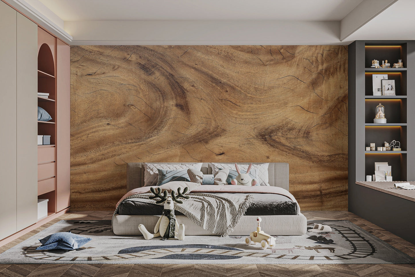 Sophisticated wood effect mural for stylish wall decor.