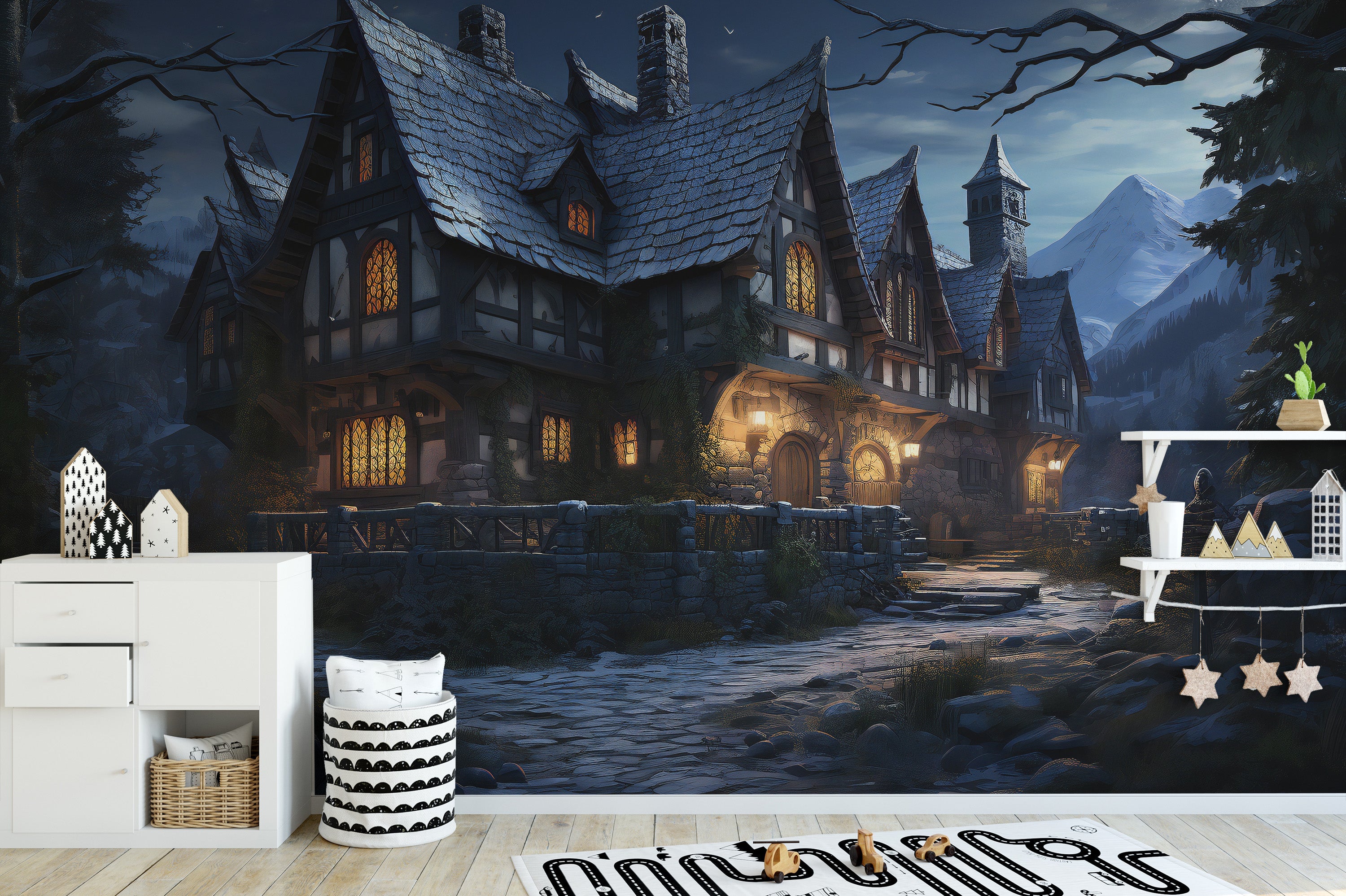 Halloween Haunted Cottage Wallpaper - Giffywalls