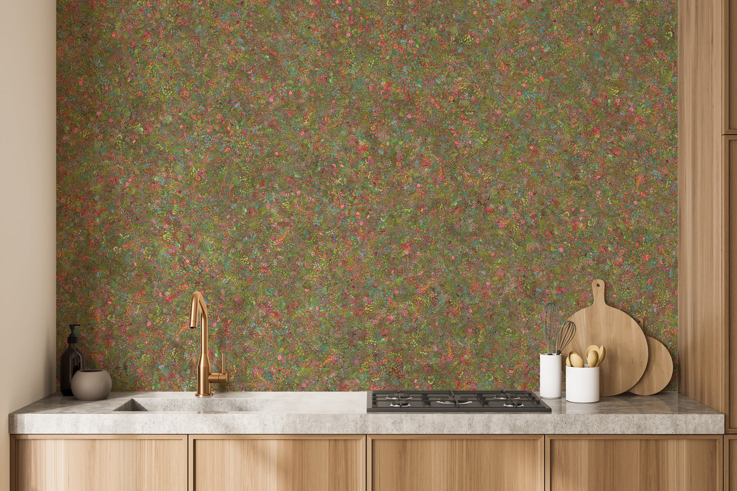 Embroidery Colorful Floral Removable Wallpaper Murals - Giffywalls