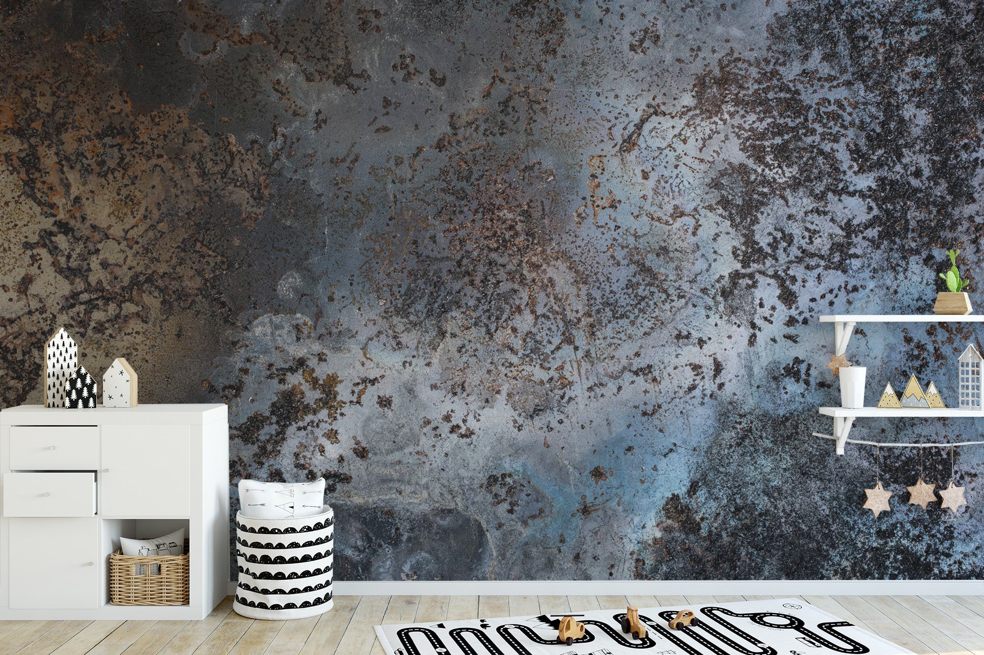 Industrial Blue Rust Wall Mural
