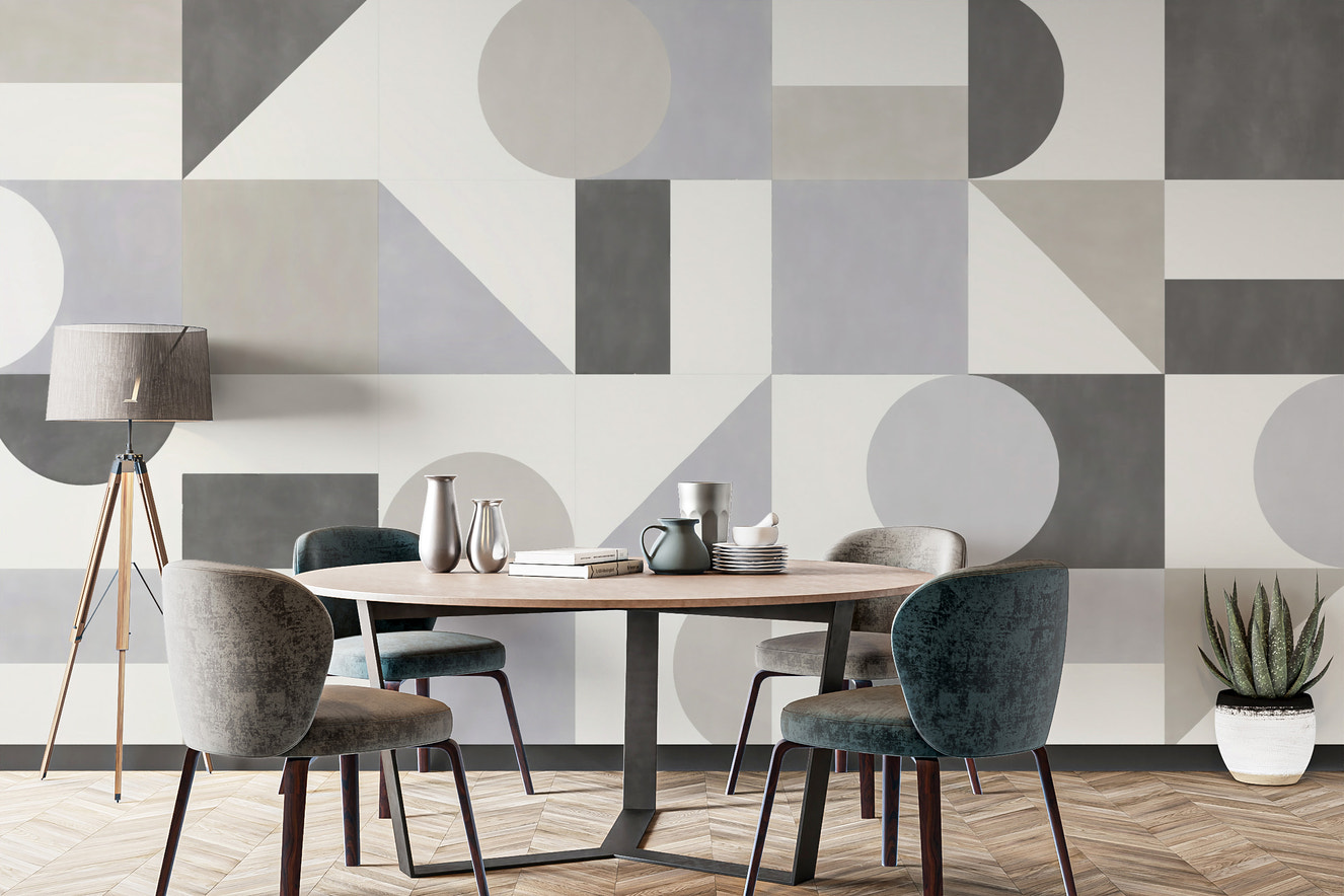 Modern geometric neutral art wallpaper
