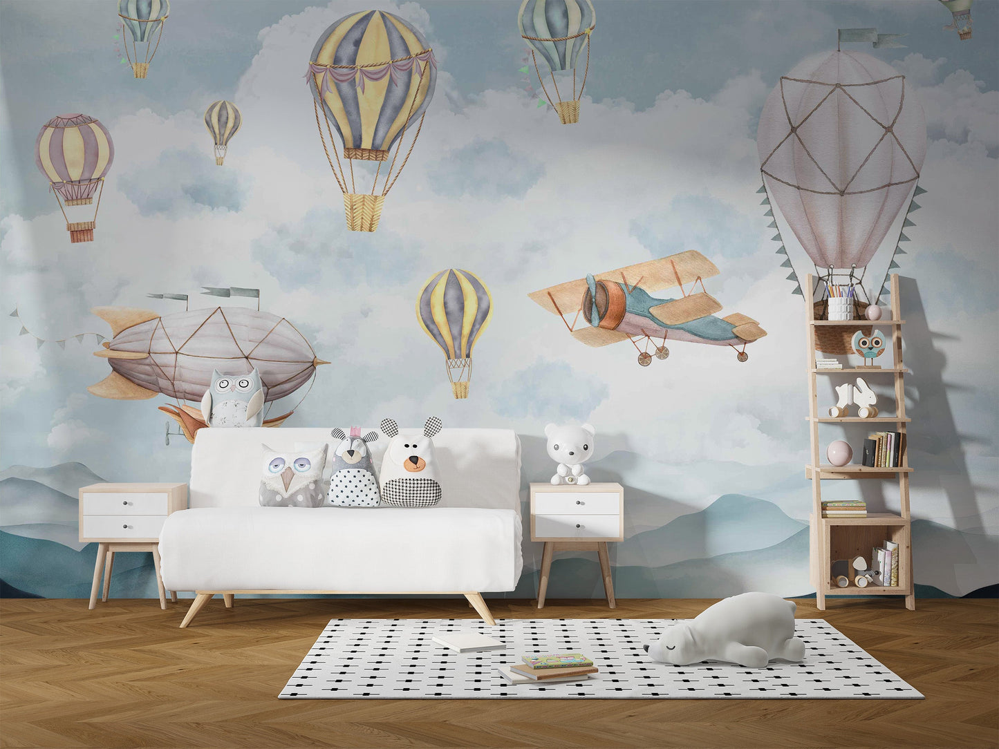 Balloon wallpaper for children’s space
