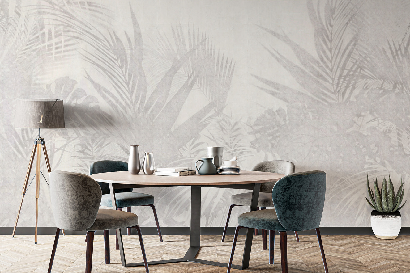 Soft botanical leaves wallpaper mural
