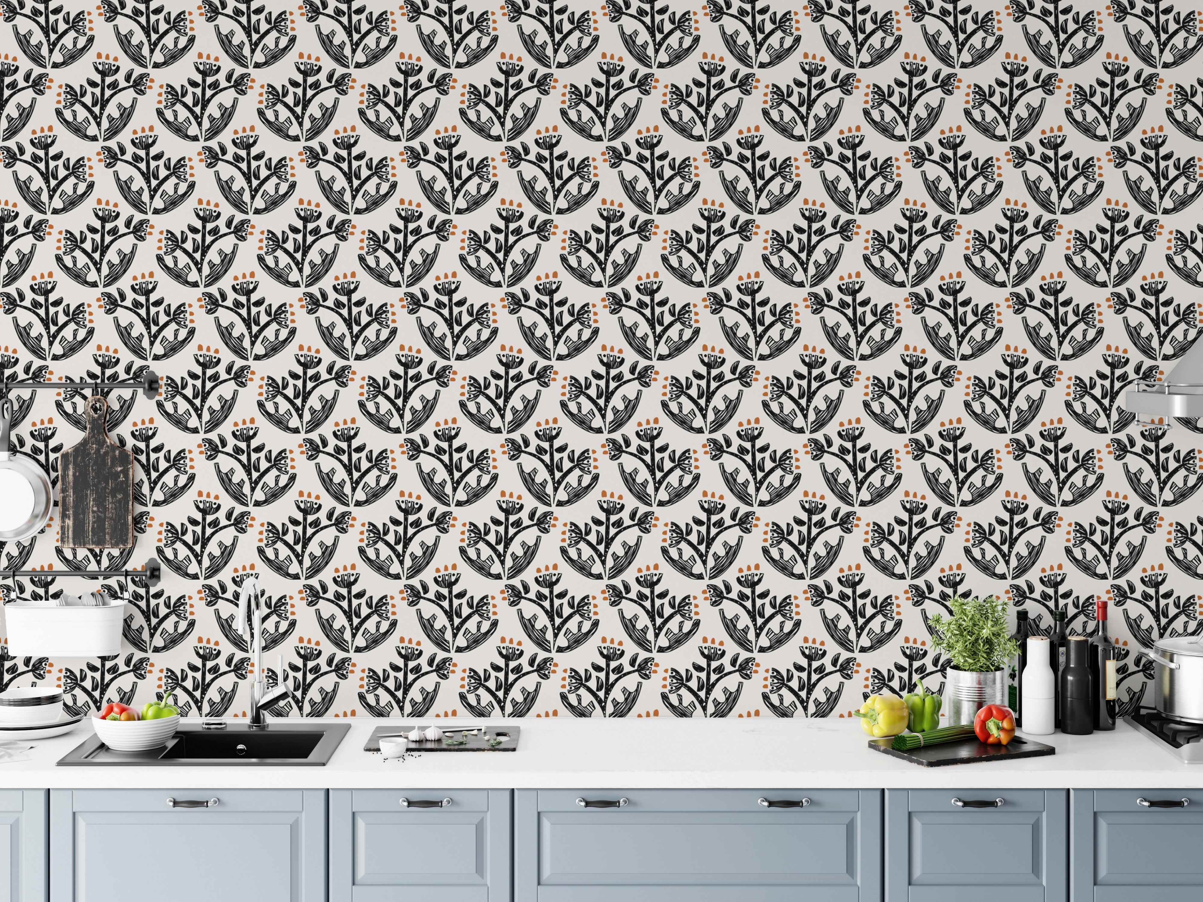 Modern Botanical Charm Wallpaper Pattern
