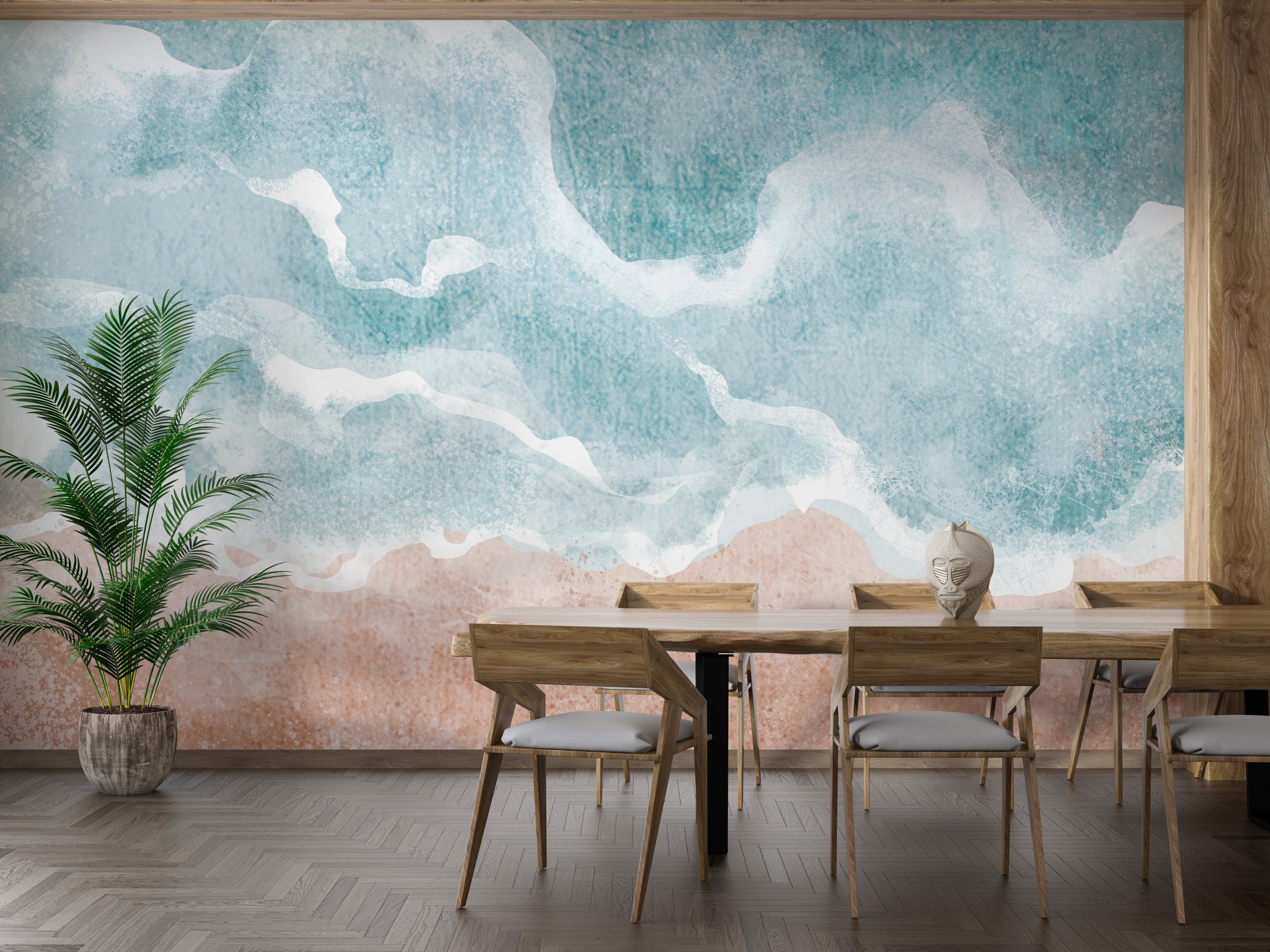 Boho Sea Beach Waves Wall Mural - Giffywalls