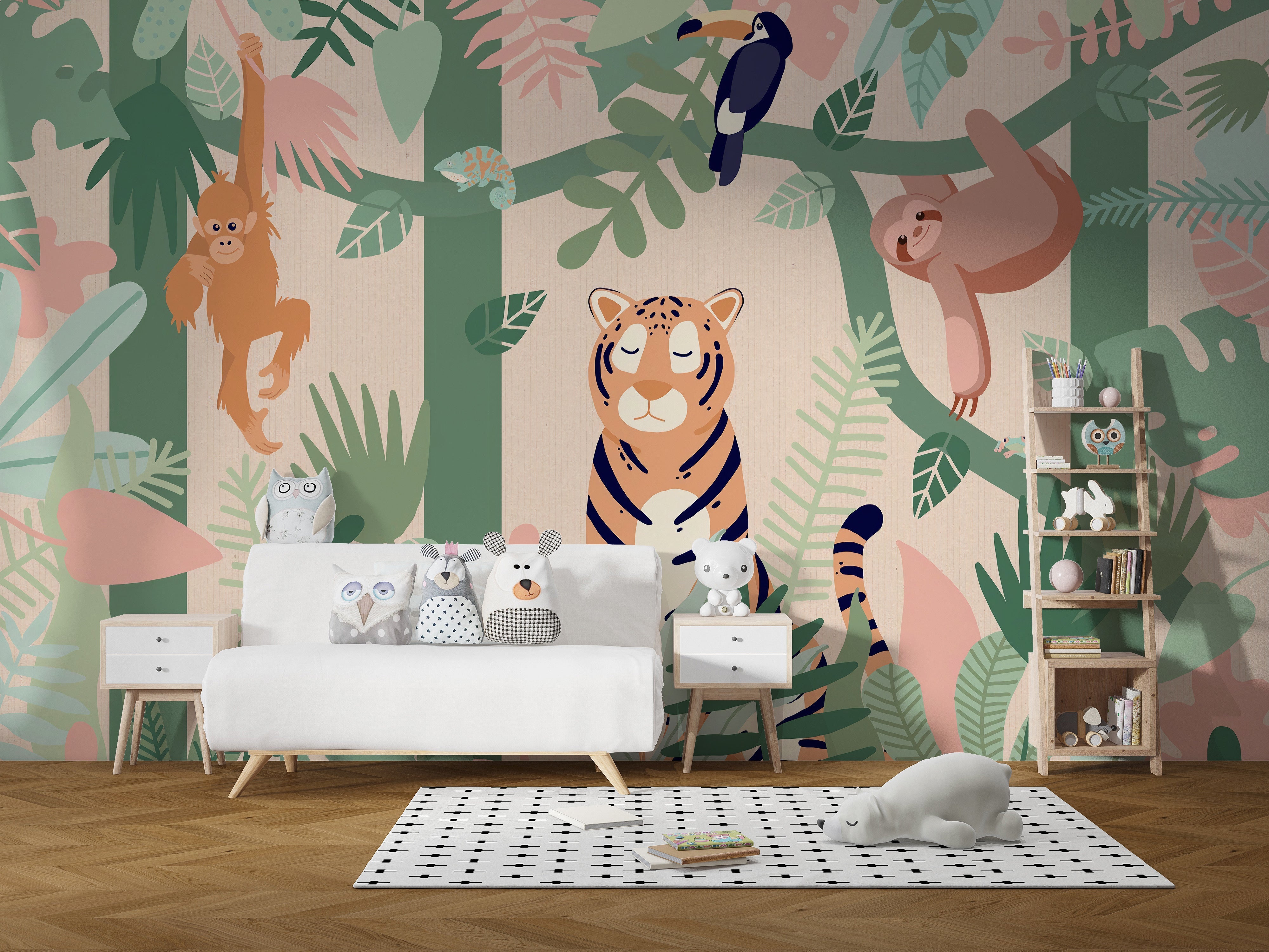 Kids Jungle animal friends wallpaper mural